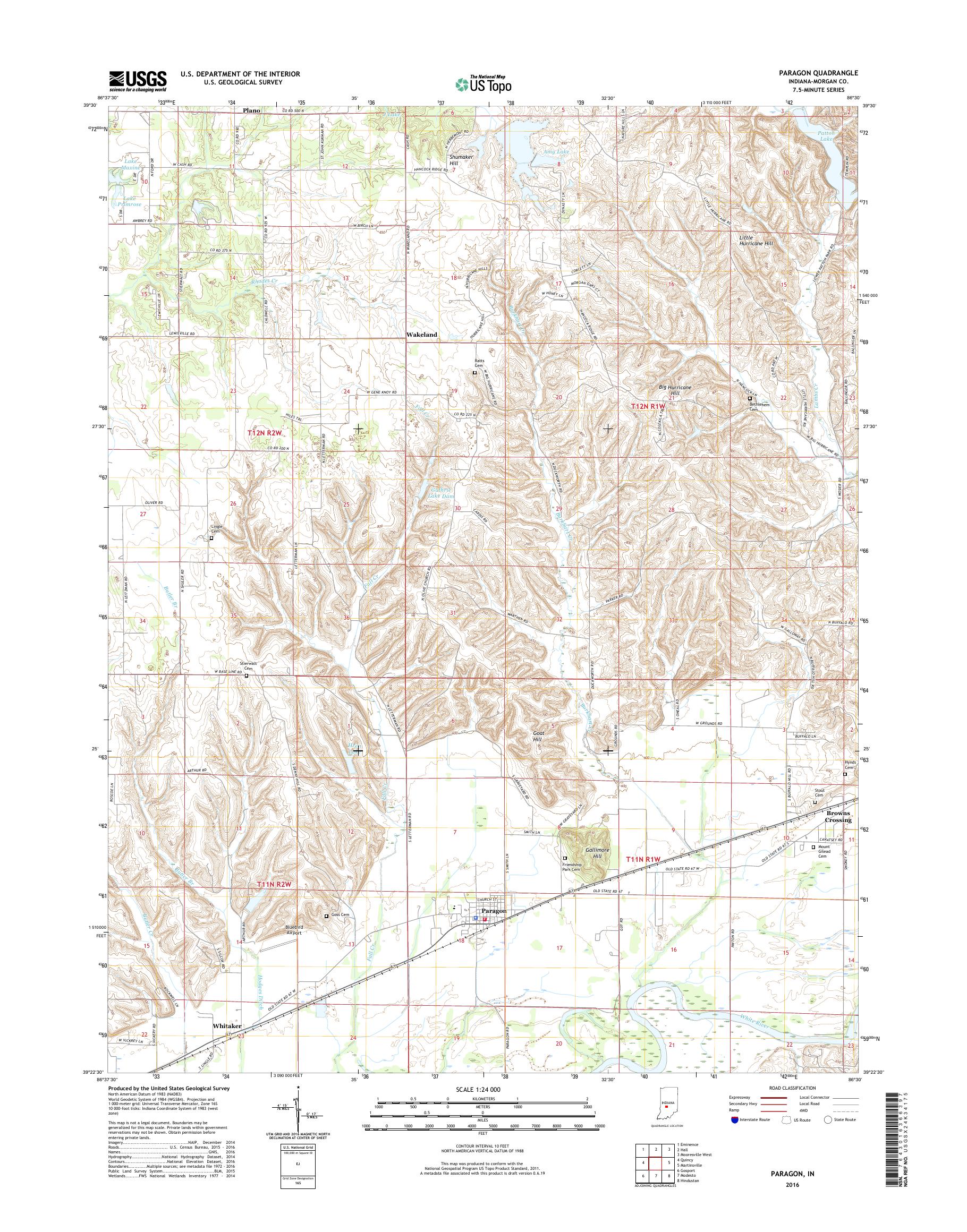 MyTopo Paragon, Indiana USGS Quad Topo Map