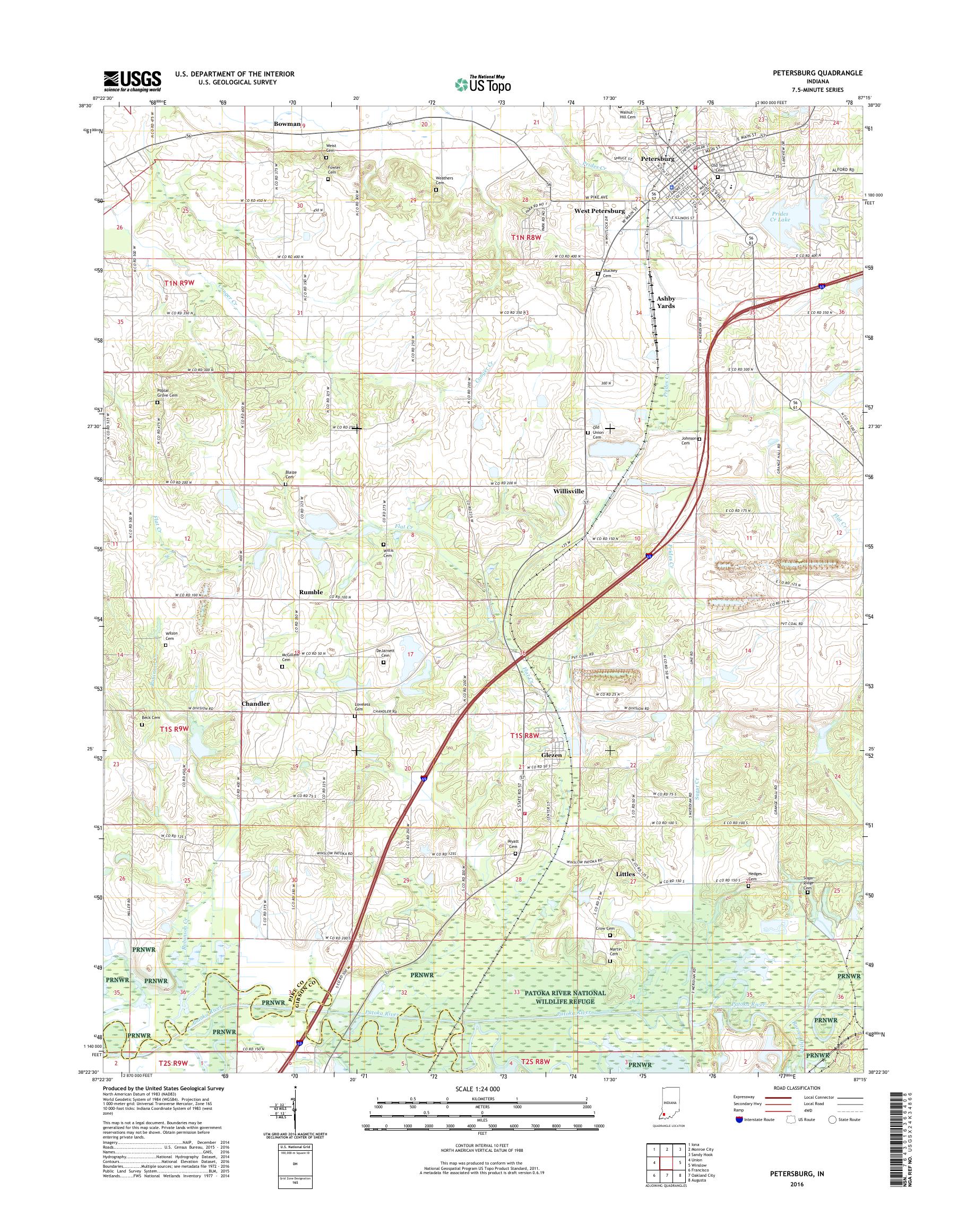 MyTopo Petersburg, Indiana USGS Quad Topo Map