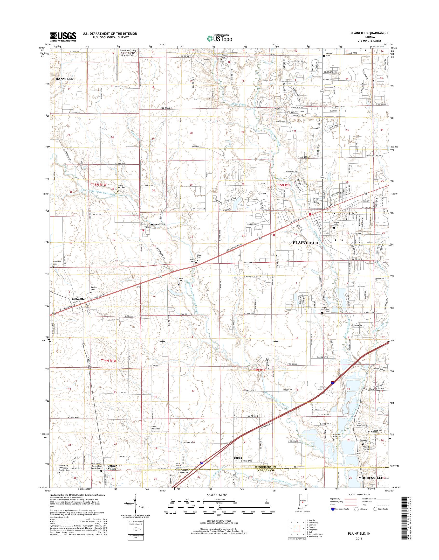 MyTopo Plainfield, Indiana USGS Quad Topo Map