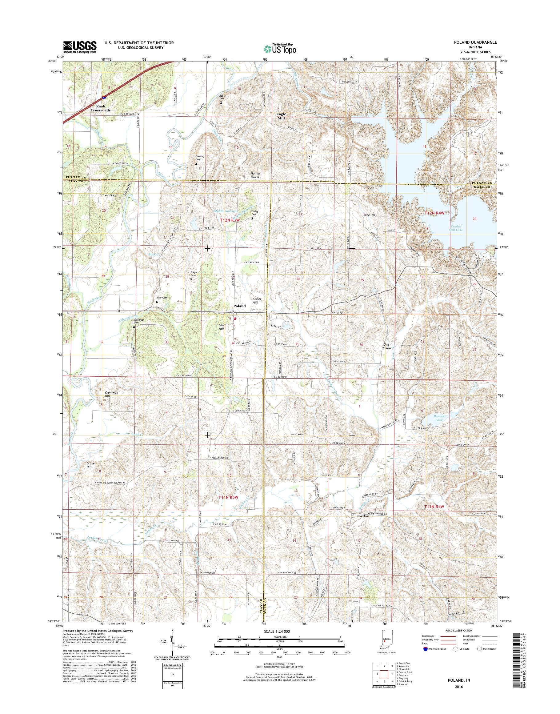 MyTopo Poland, Indiana USGS Quad Topo Map