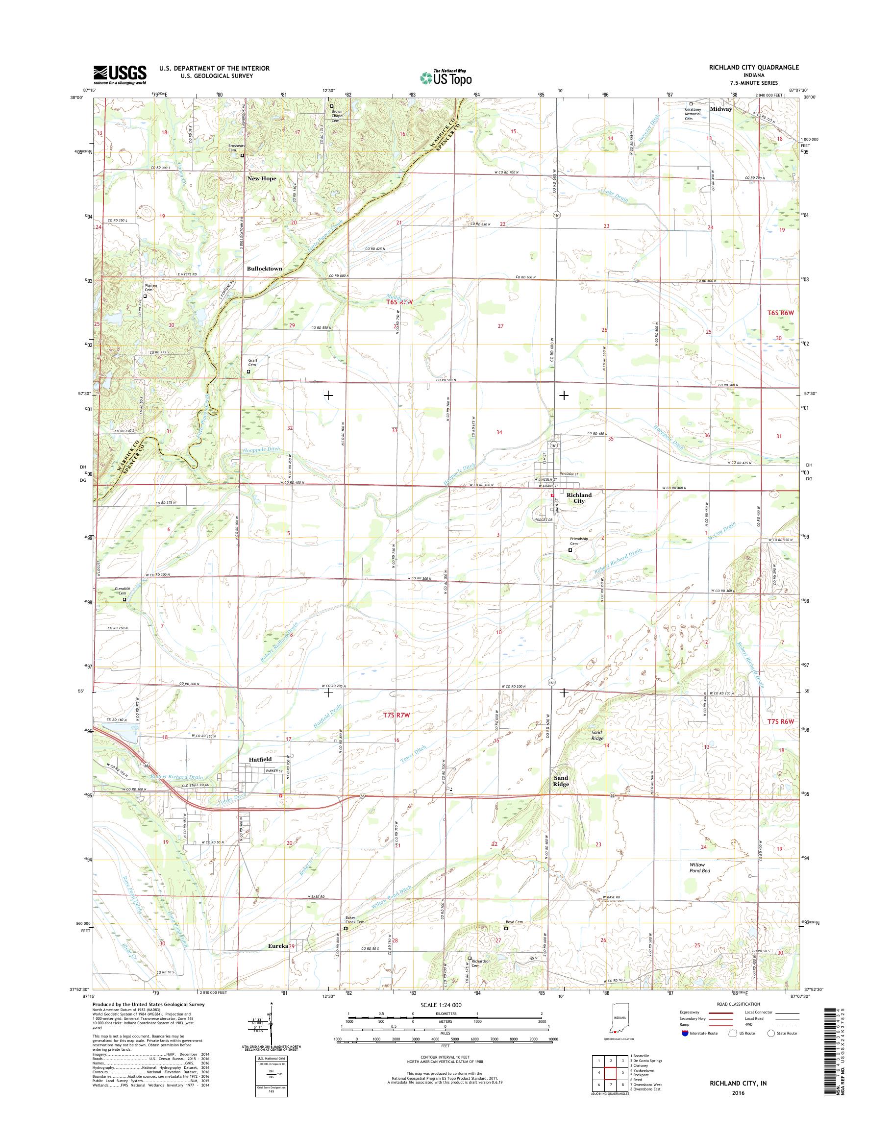 MyTopo Richland City, Indiana USGS Quad Topo Map