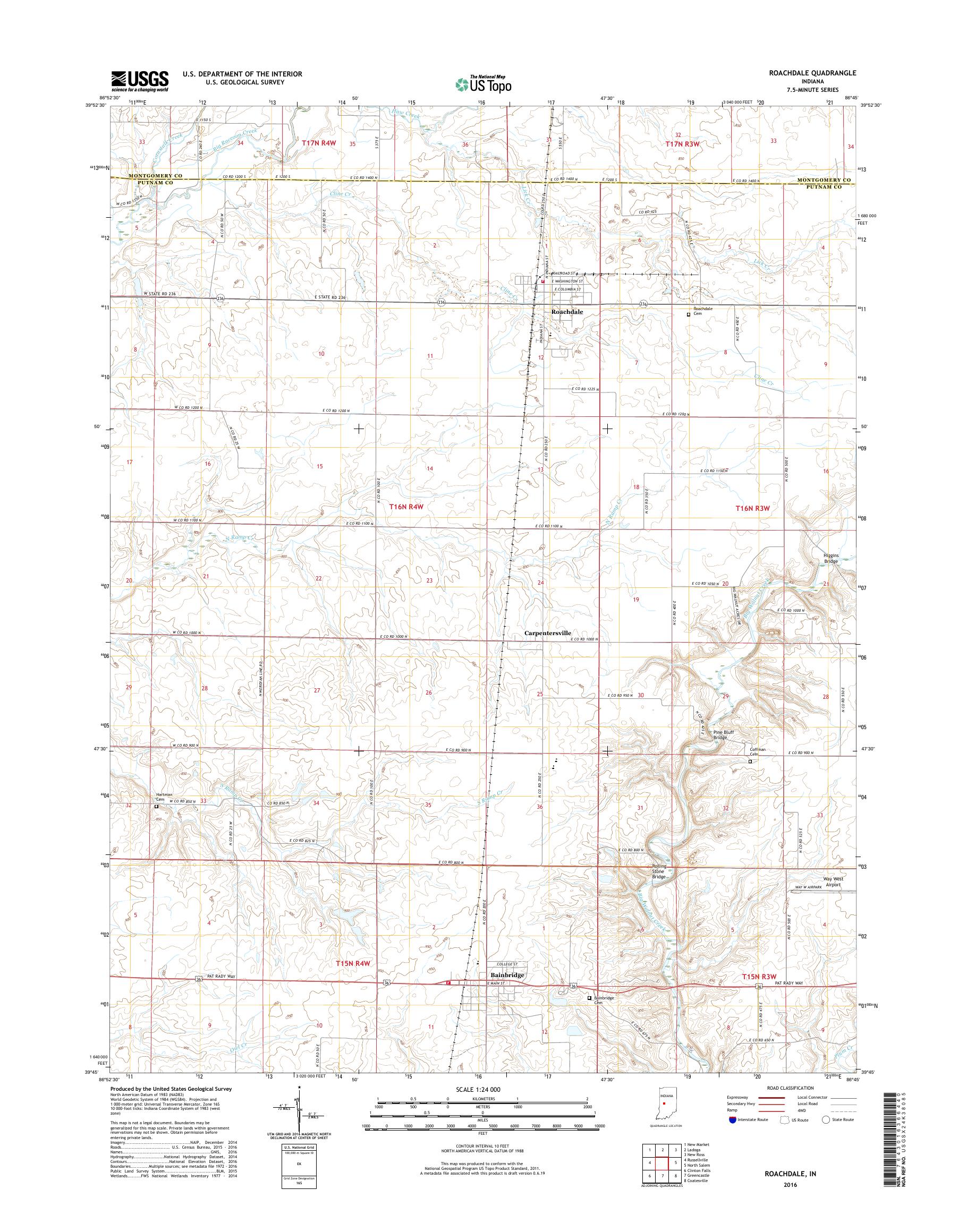 MyTopo Roachdale, Indiana USGS Quad Topo Map