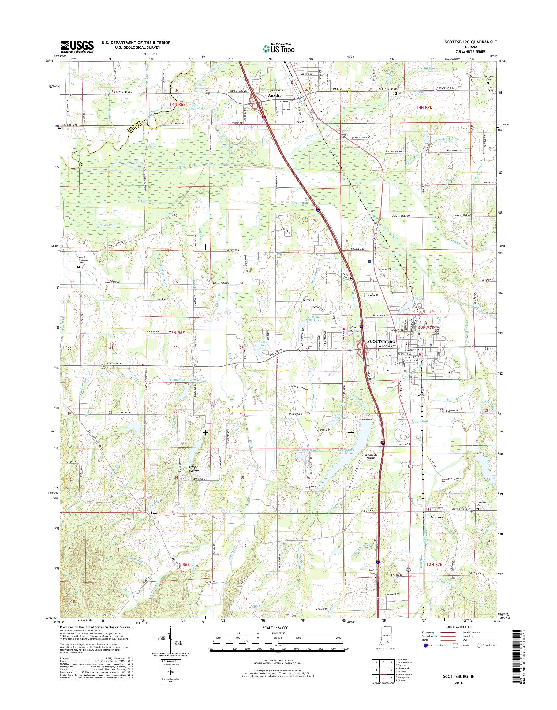 MyTopo Scottsburg, Indiana USGS Quad Topo Map