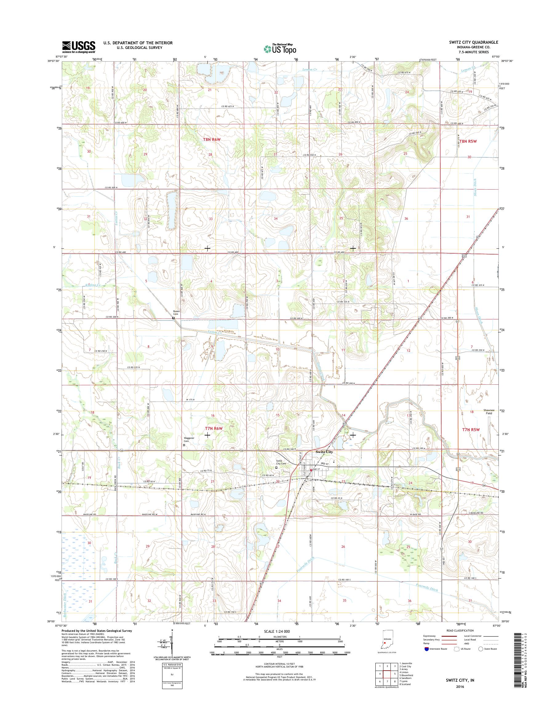 MyTopo Switz City, Indiana USGS Quad Topo Map
