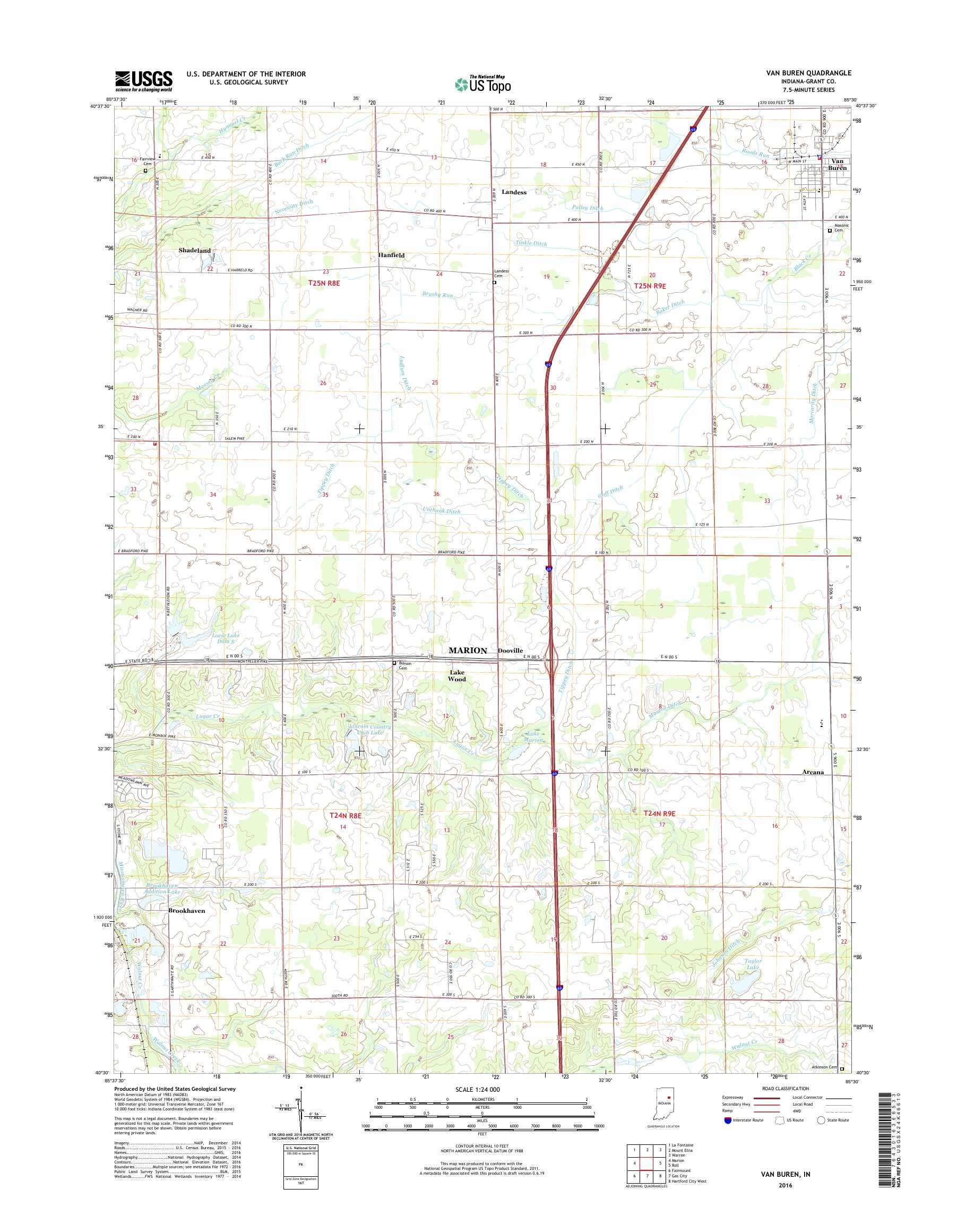 MyTopo Van Buren, Indiana USGS Quad Topo Map