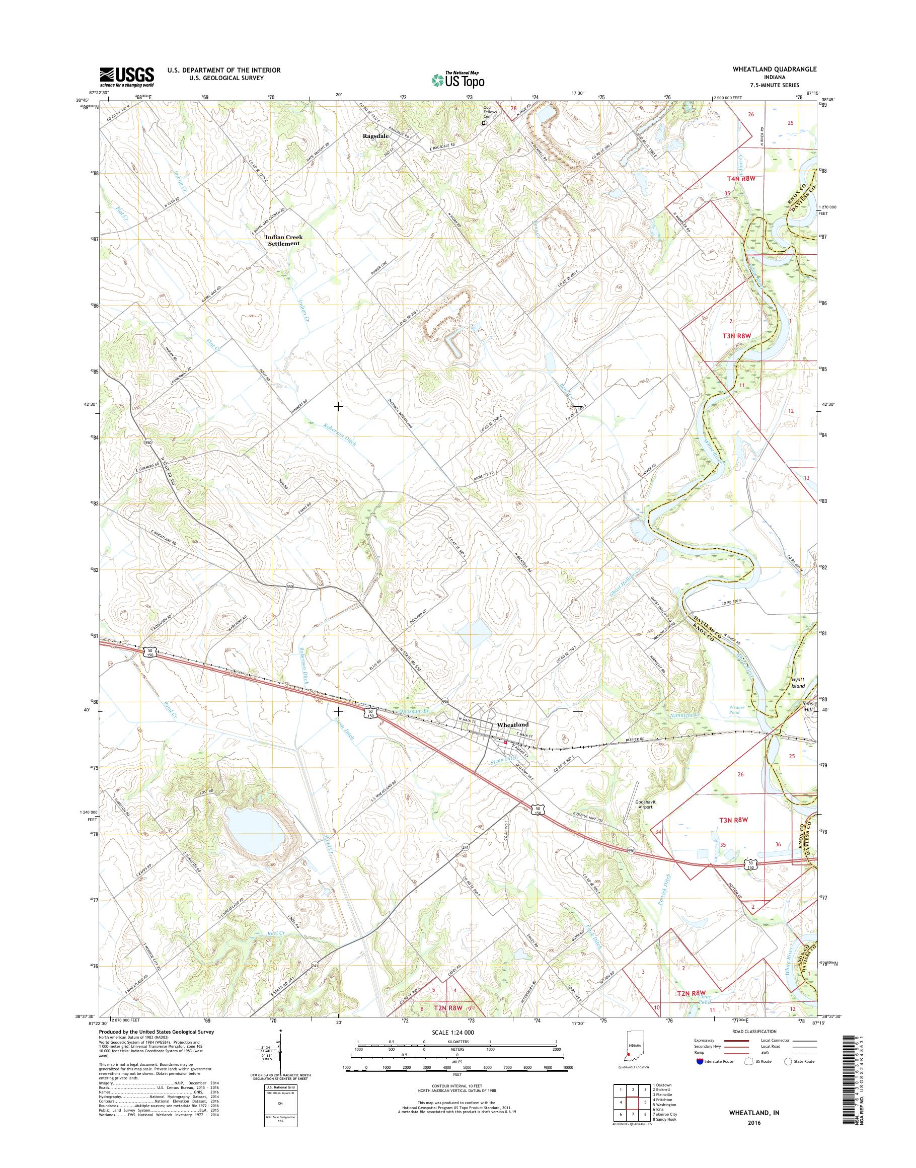 MyTopo Wheatland, Indiana USGS Quad Topo Map