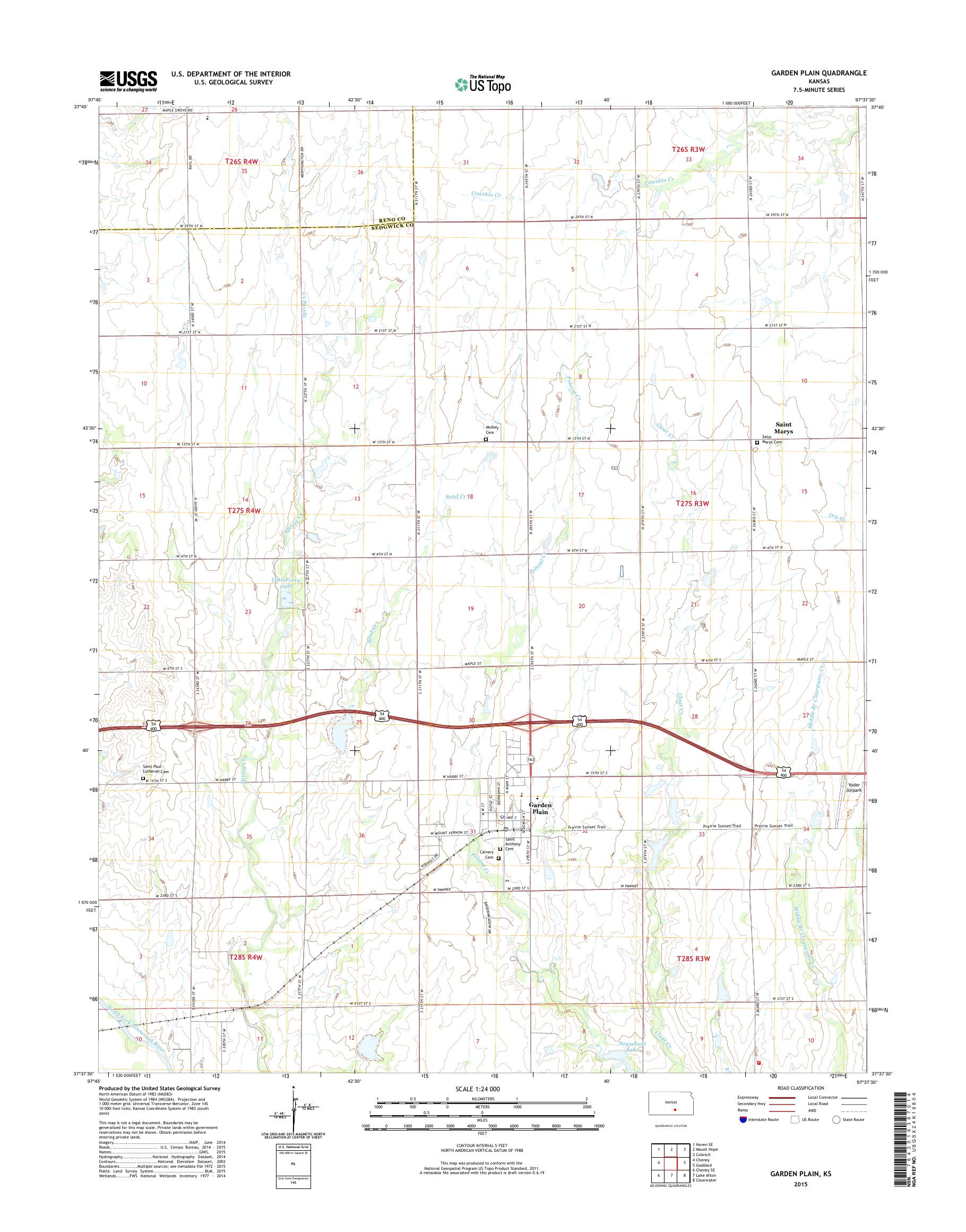 MyTopo Garden Plain, Kansas USGS Quad Topo Map