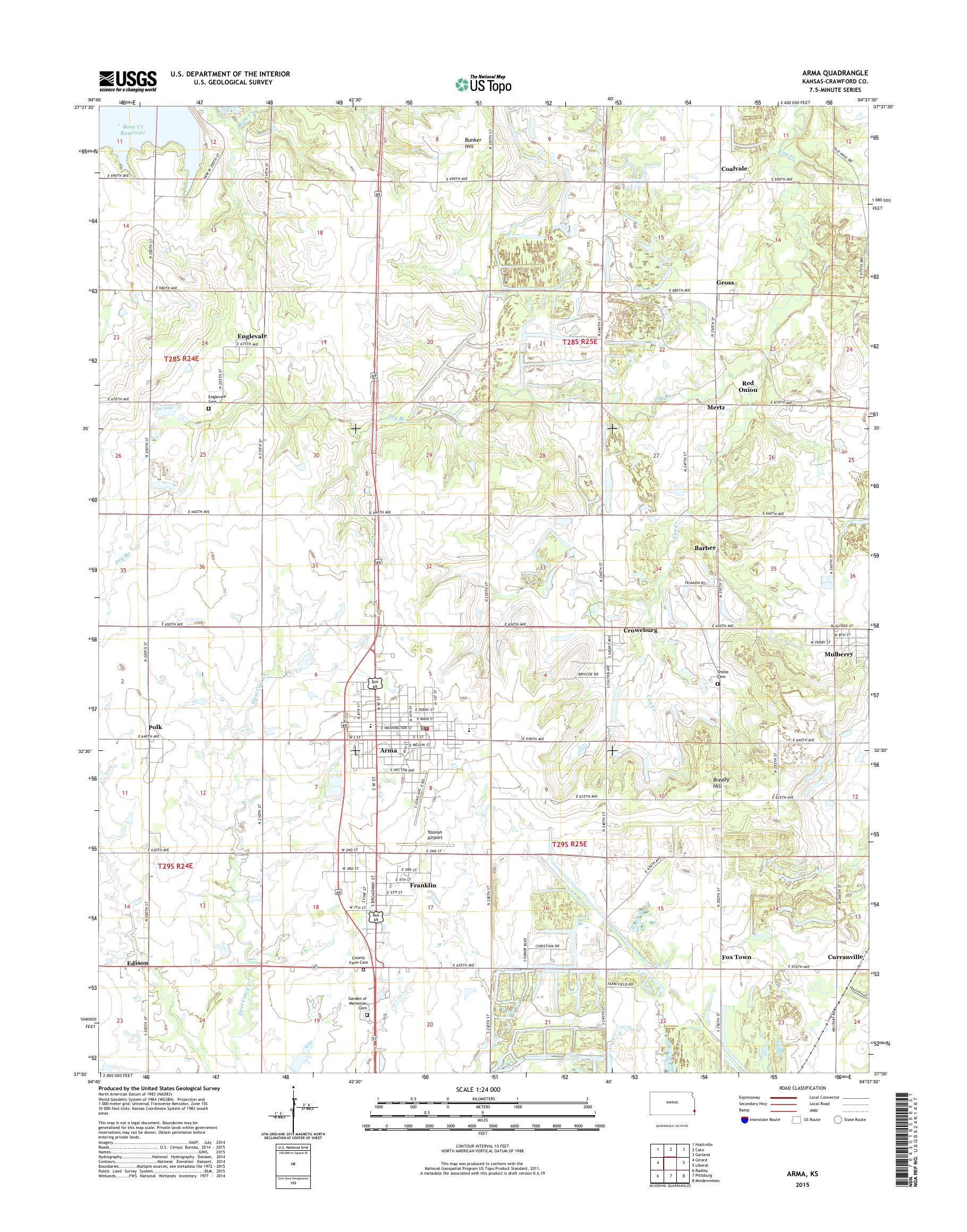 MyTopo Arma, Kansas USGS Quad Topo Map