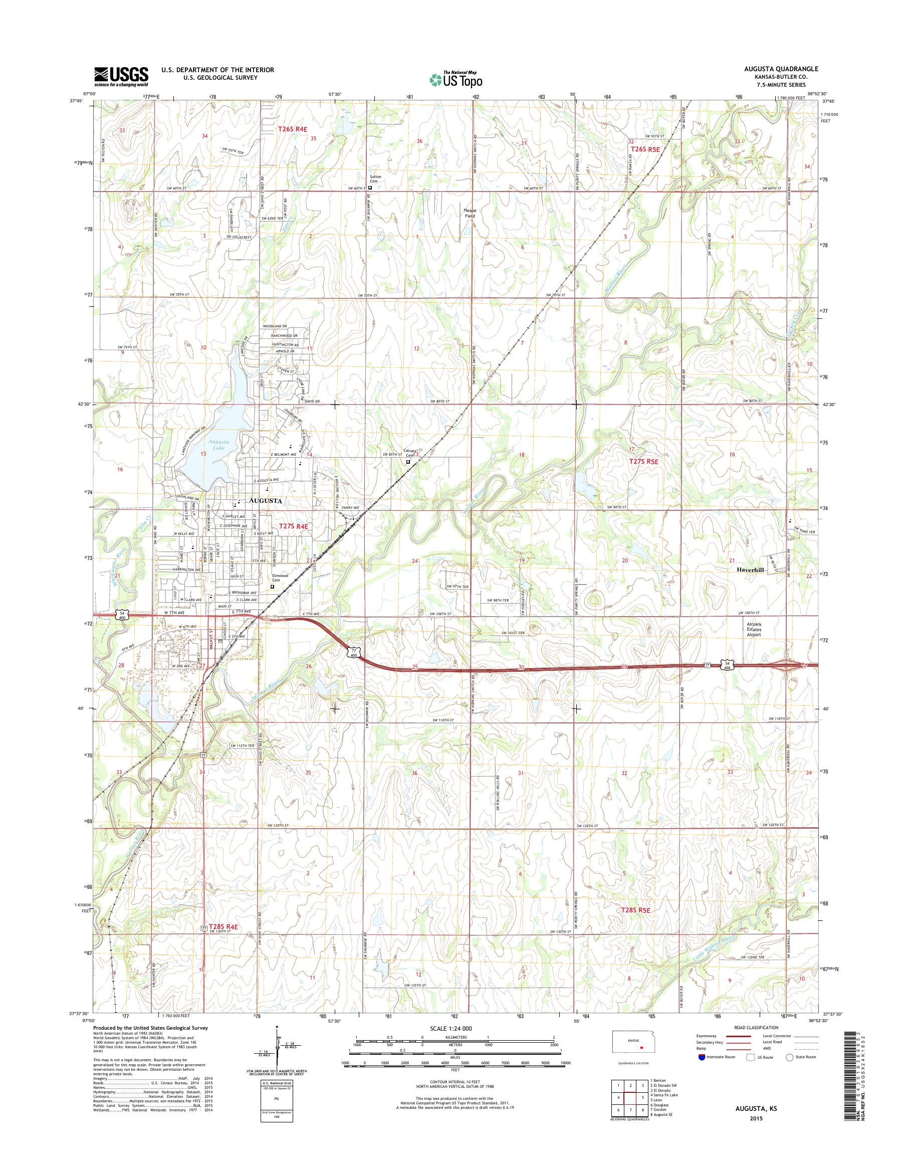MyTopo Augusta, Kansas USGS Quad Topo Map