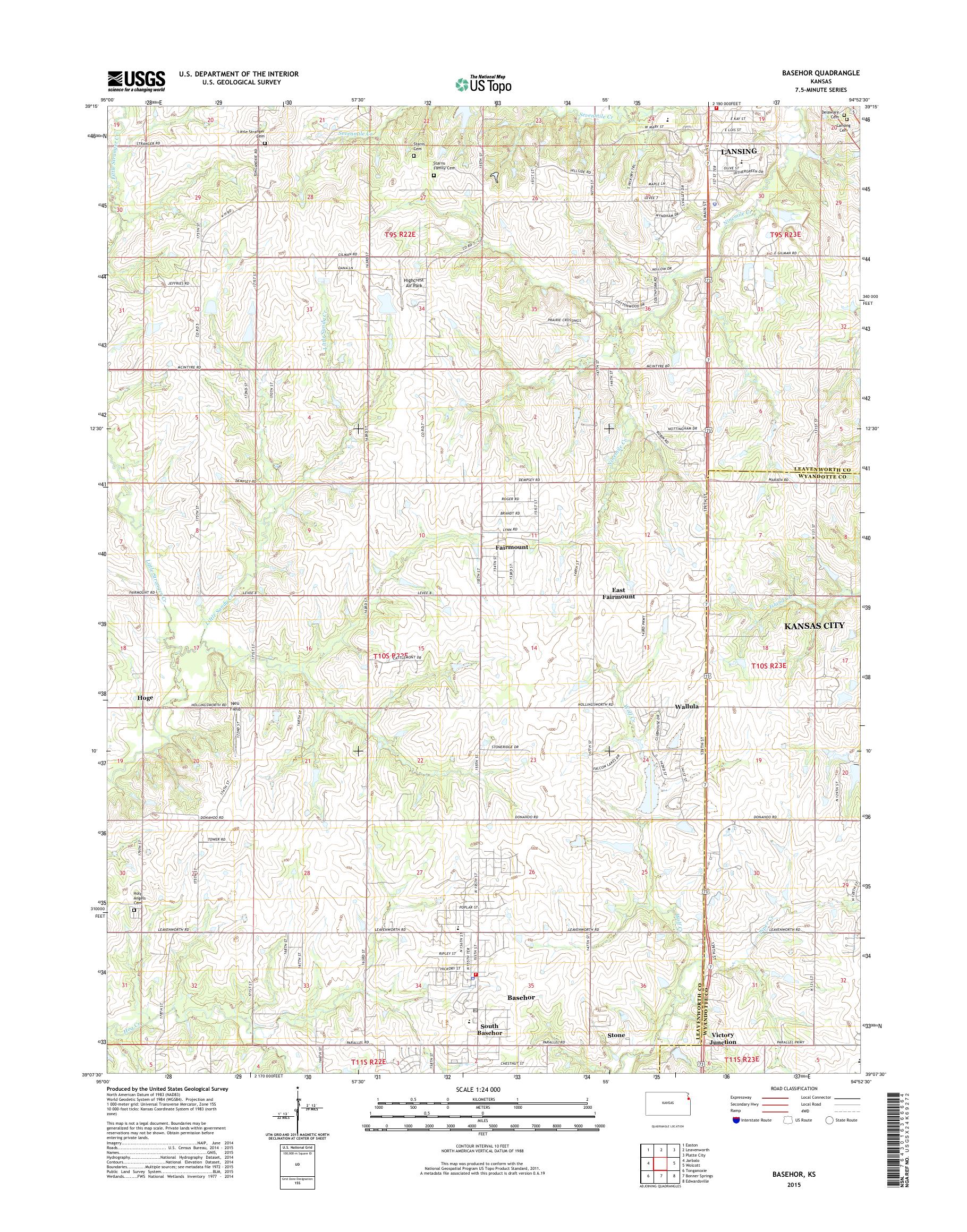MyTopo Basehor, Kansas USGS Quad Topo Map