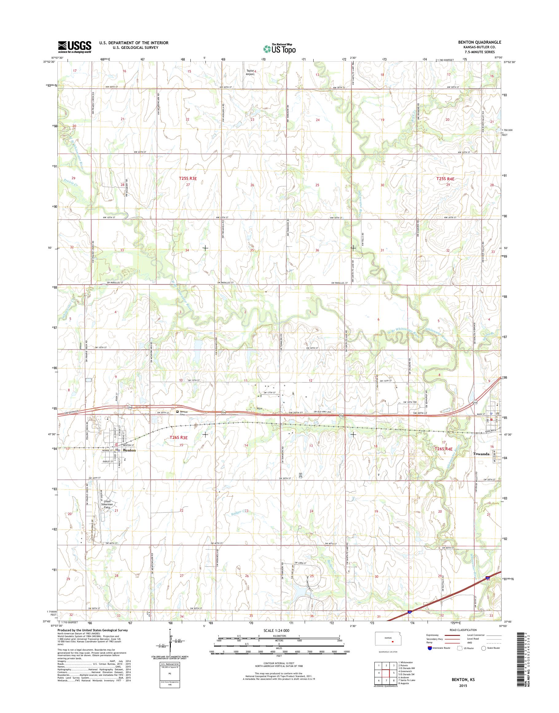 MyTopo Benton, Kansas USGS Quad Topo Map