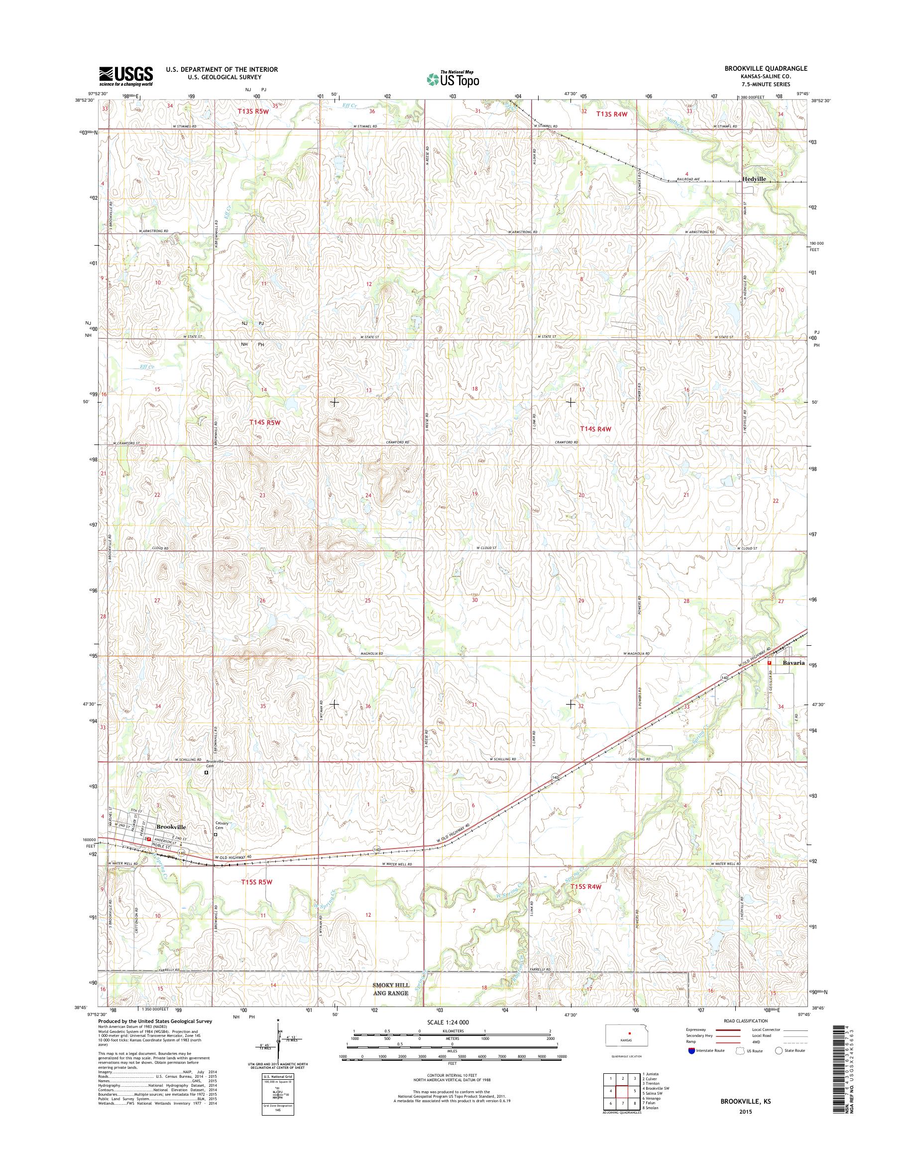 MyTopo Brookville, Kansas USGS Quad Topo Map