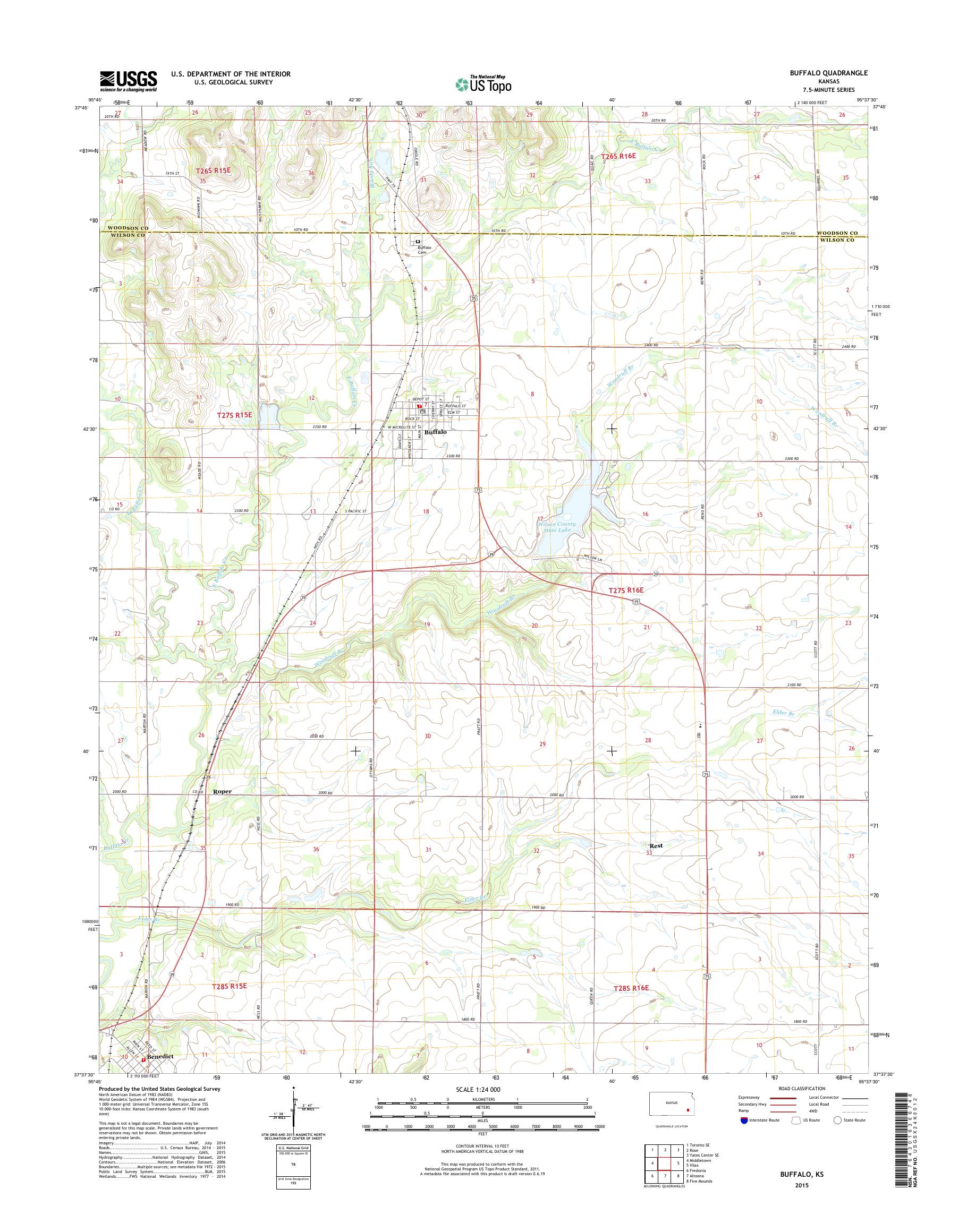 MyTopo Buffalo, Kansas USGS Quad Topo Map