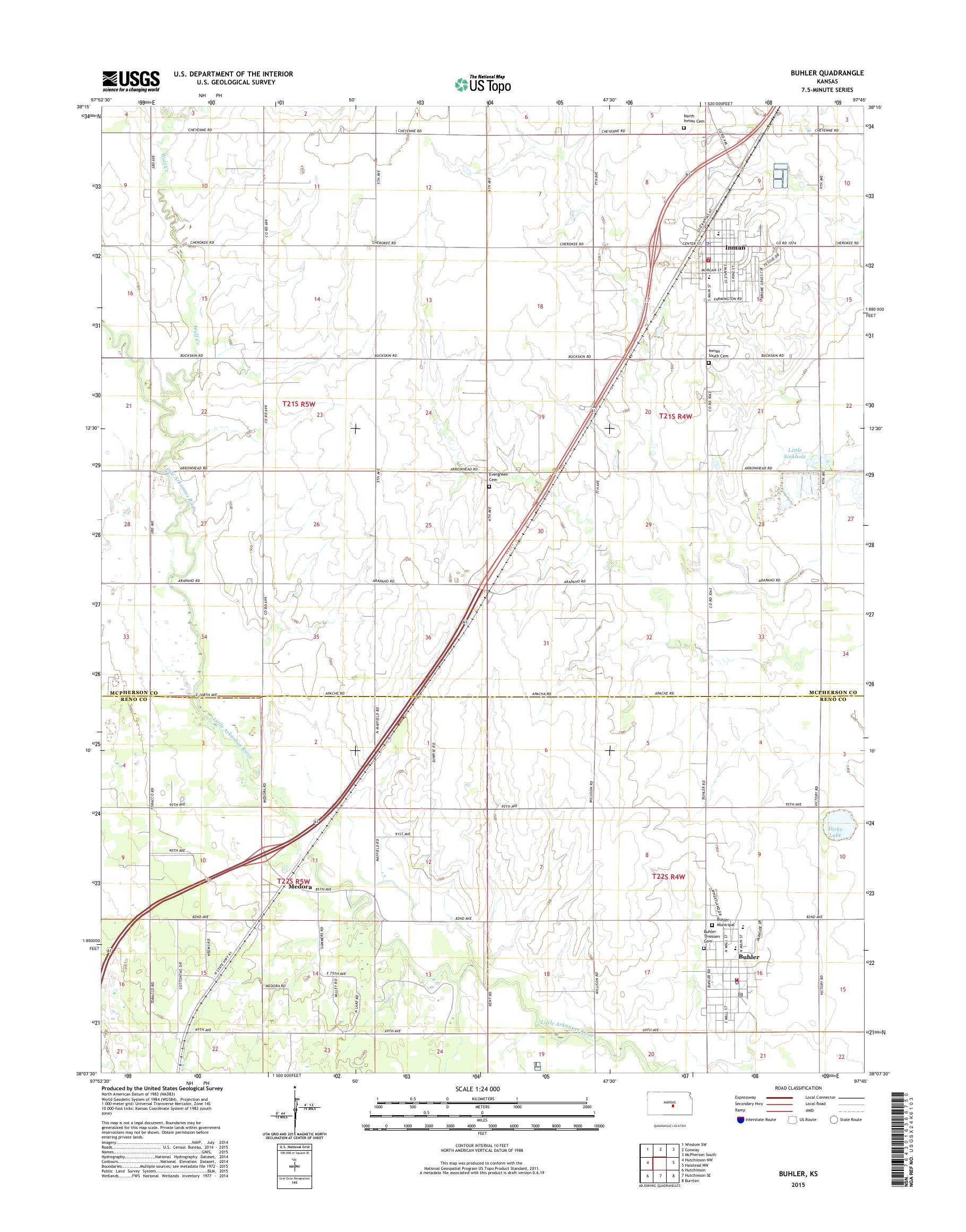 MyTopo Buhler, Kansas USGS Quad Topo Map