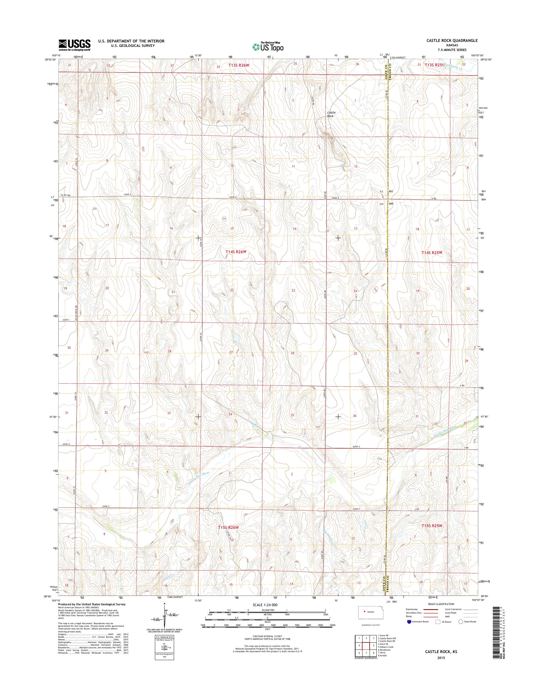 MyTopo Castle Rock, Kansas USGS Quad Topo Map