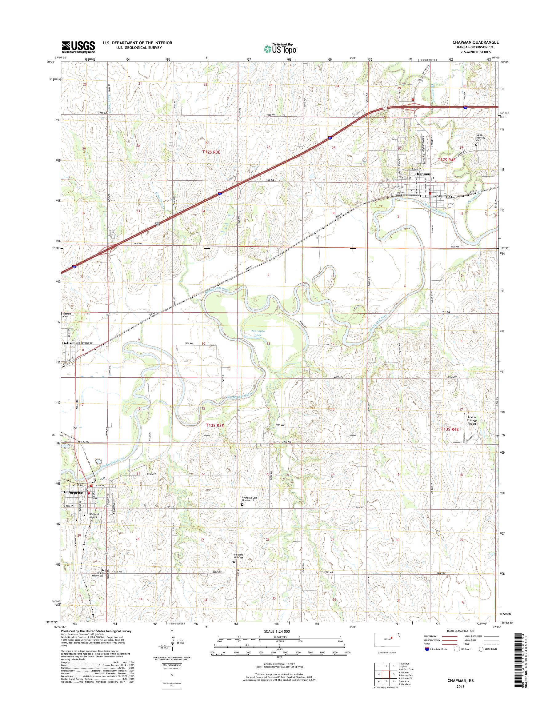 MyTopo Chapman, Kansas USGS Quad Topo Map