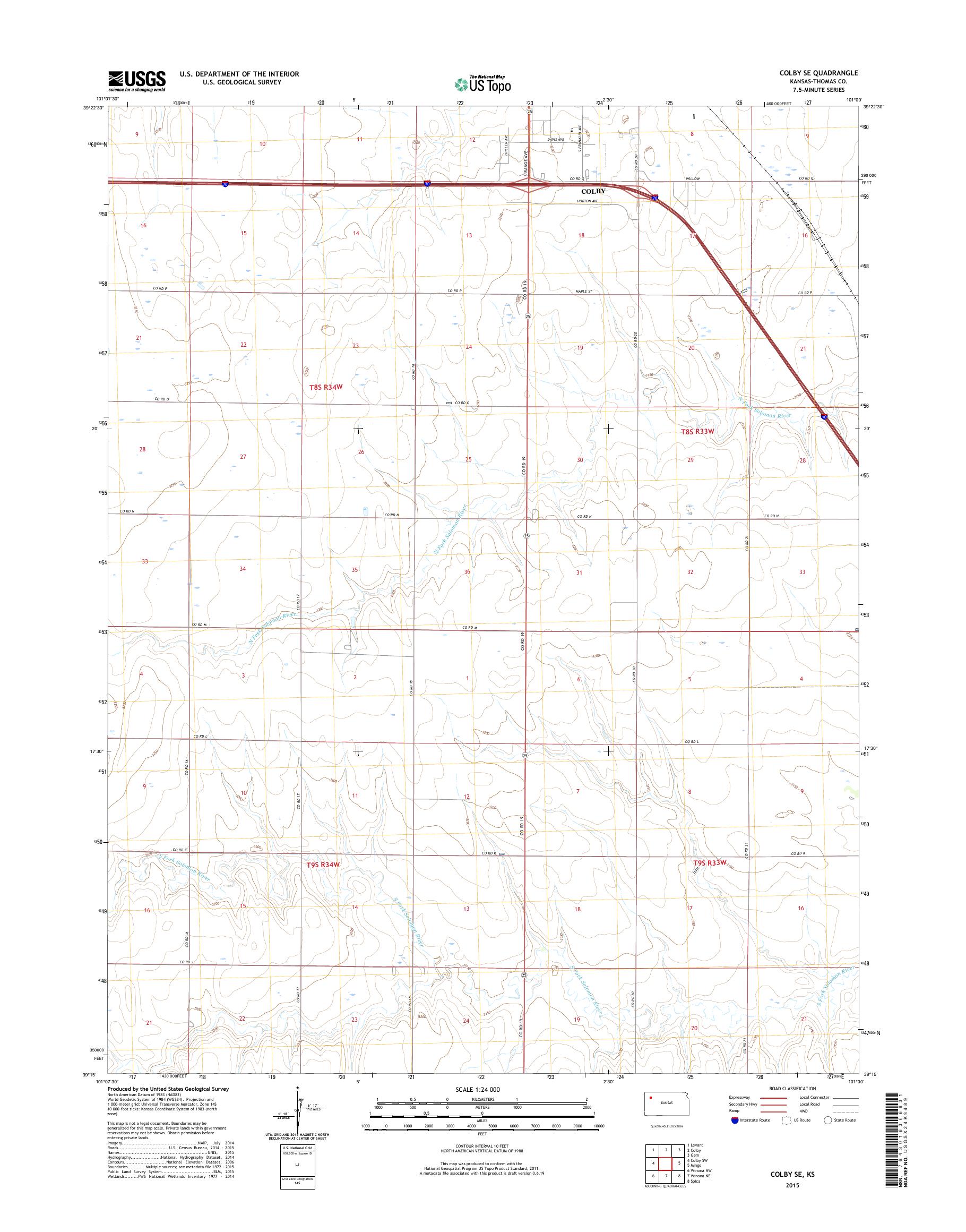 MyTopo Colby SE, Kansas USGS Quad Topo Map