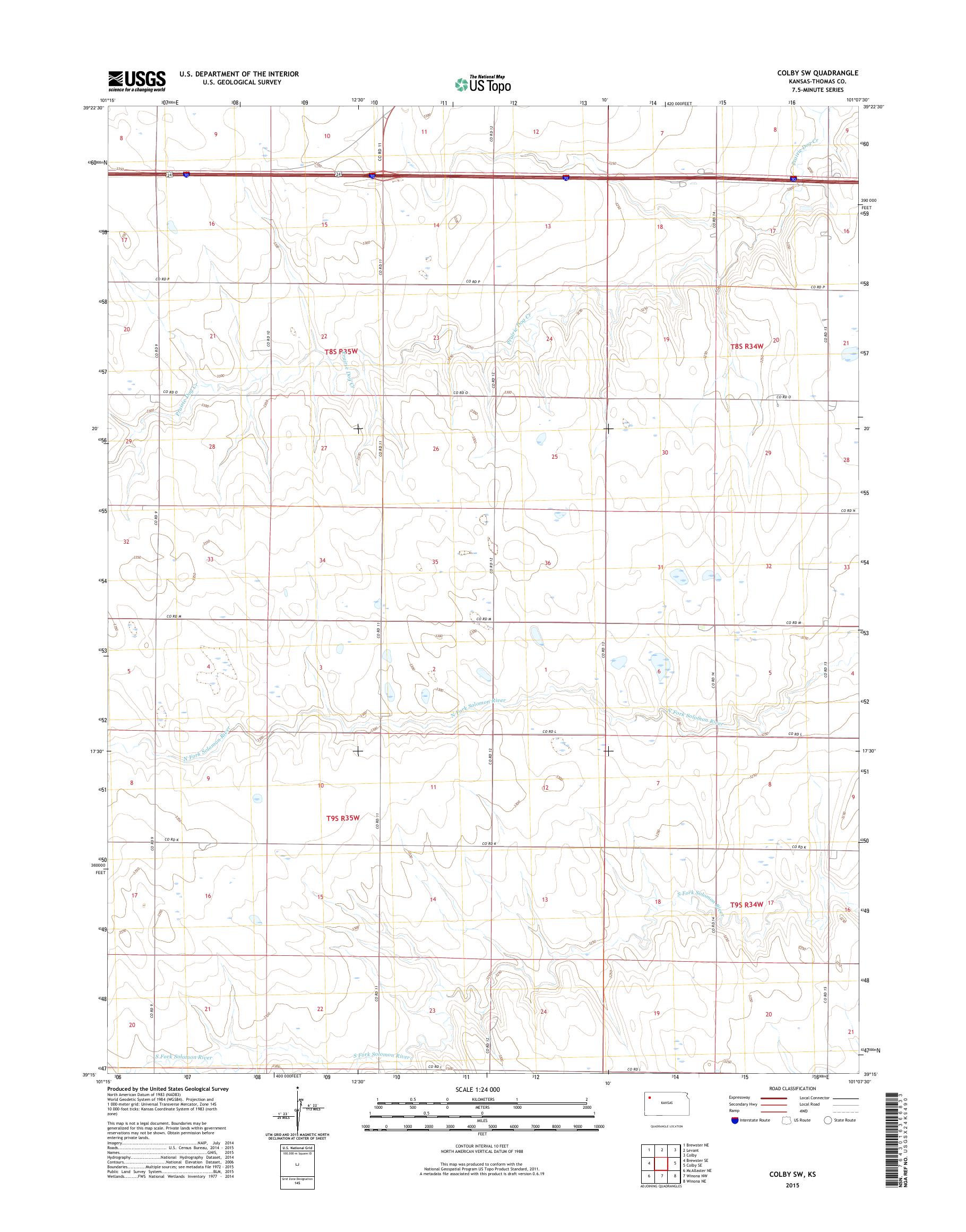 MyTopo Colby SW, Kansas USGS Quad Topo Map