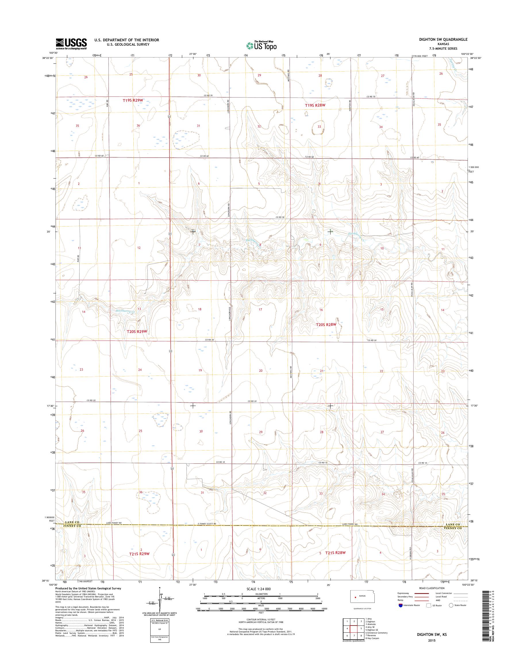 MyTopo Dighton SW, Kansas USGS Quad Topo Map