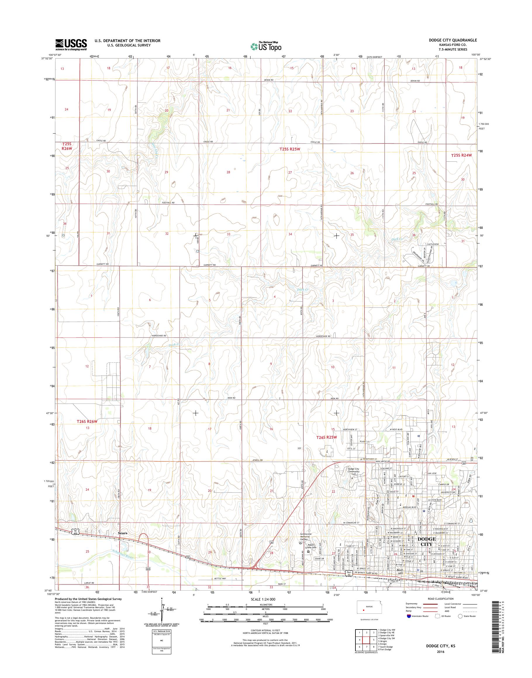 MyTopo Dodge City, Kansas USGS Quad Topo Map