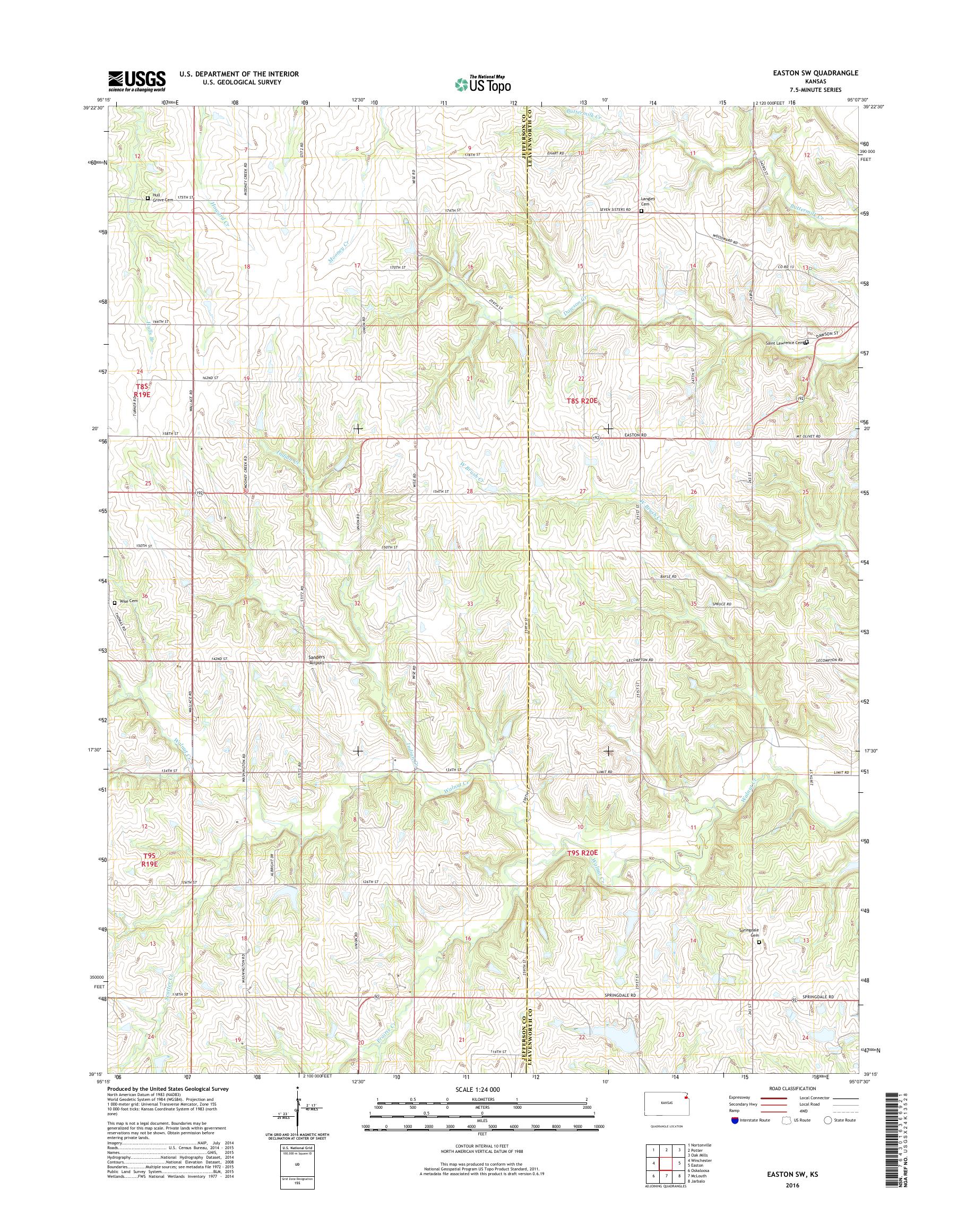 MyTopo Easton SW, Kansas USGS Quad Topo Map