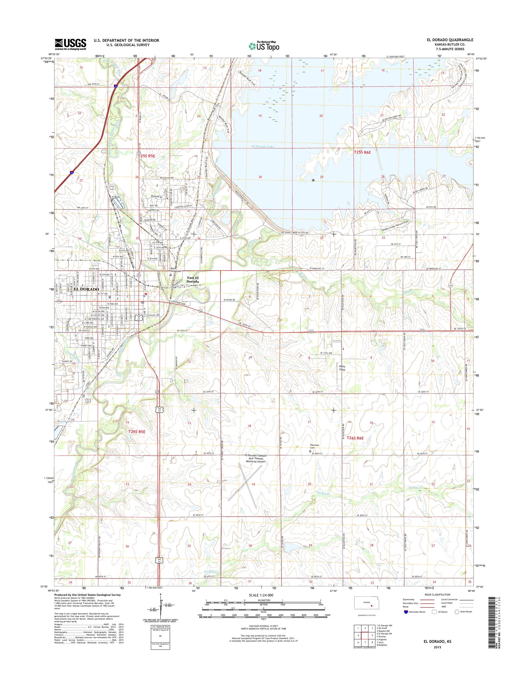 MyTopo El Dorado, Kansas USGS Quad Topo Map