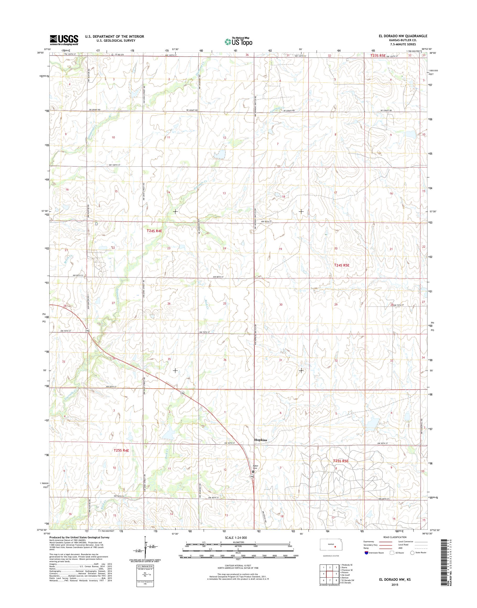 MyTopo El Dorado NW, Kansas USGS Quad Topo Map