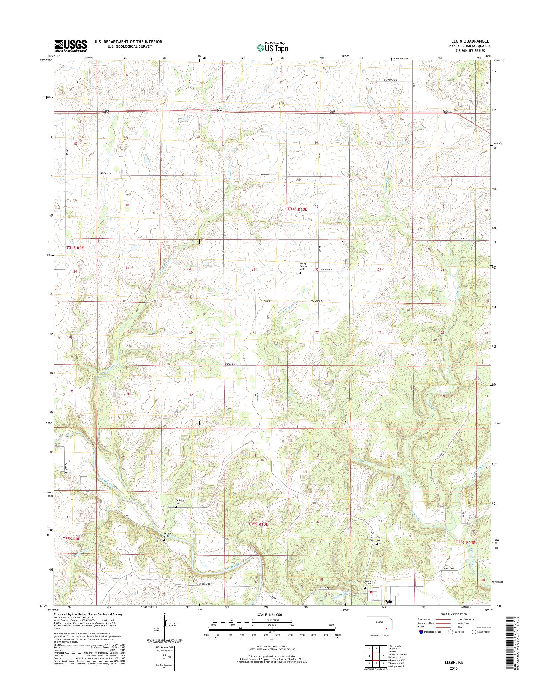MyTopo Elgin, Kansas USGS Quad Topo Map
