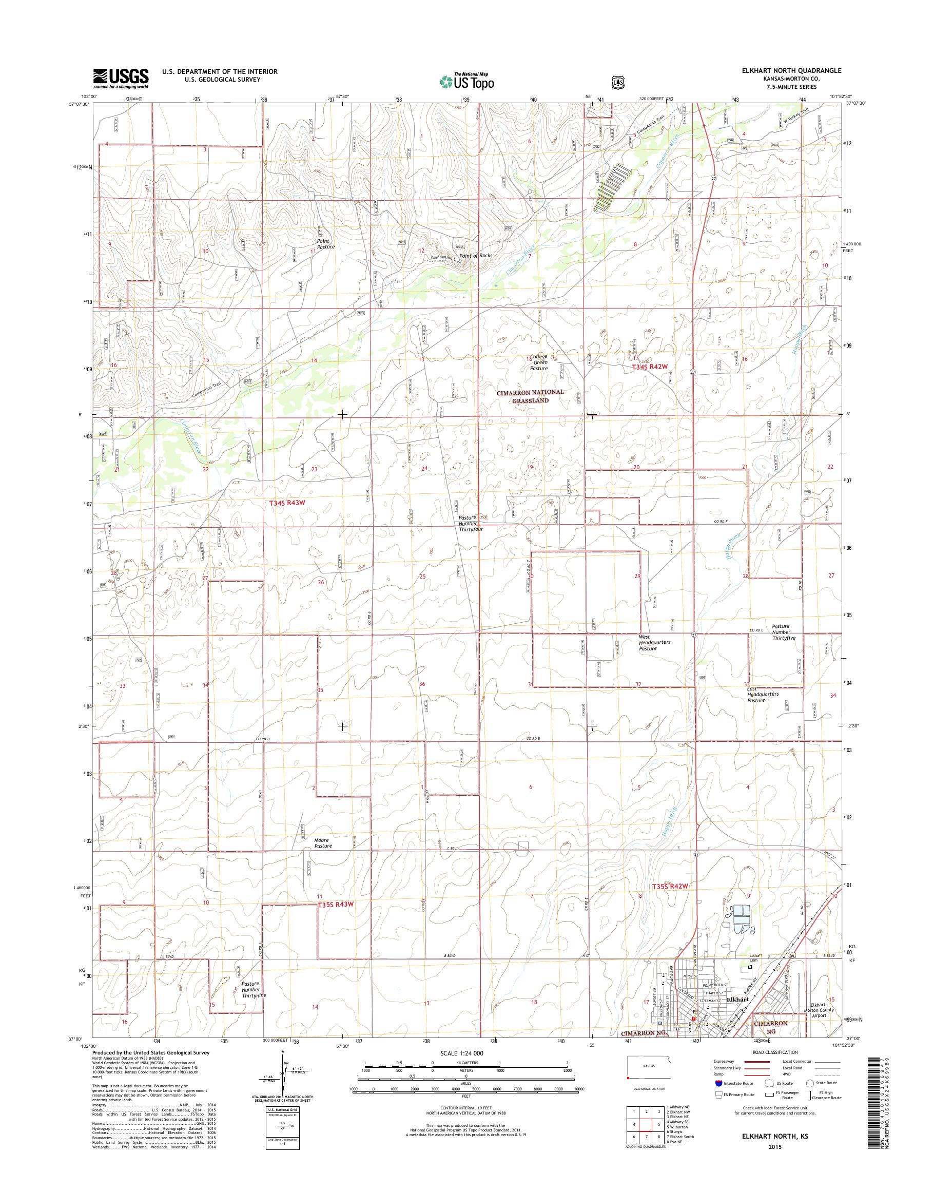 MyTopo Elkhart North, Kansas USGS Quad Topo Map