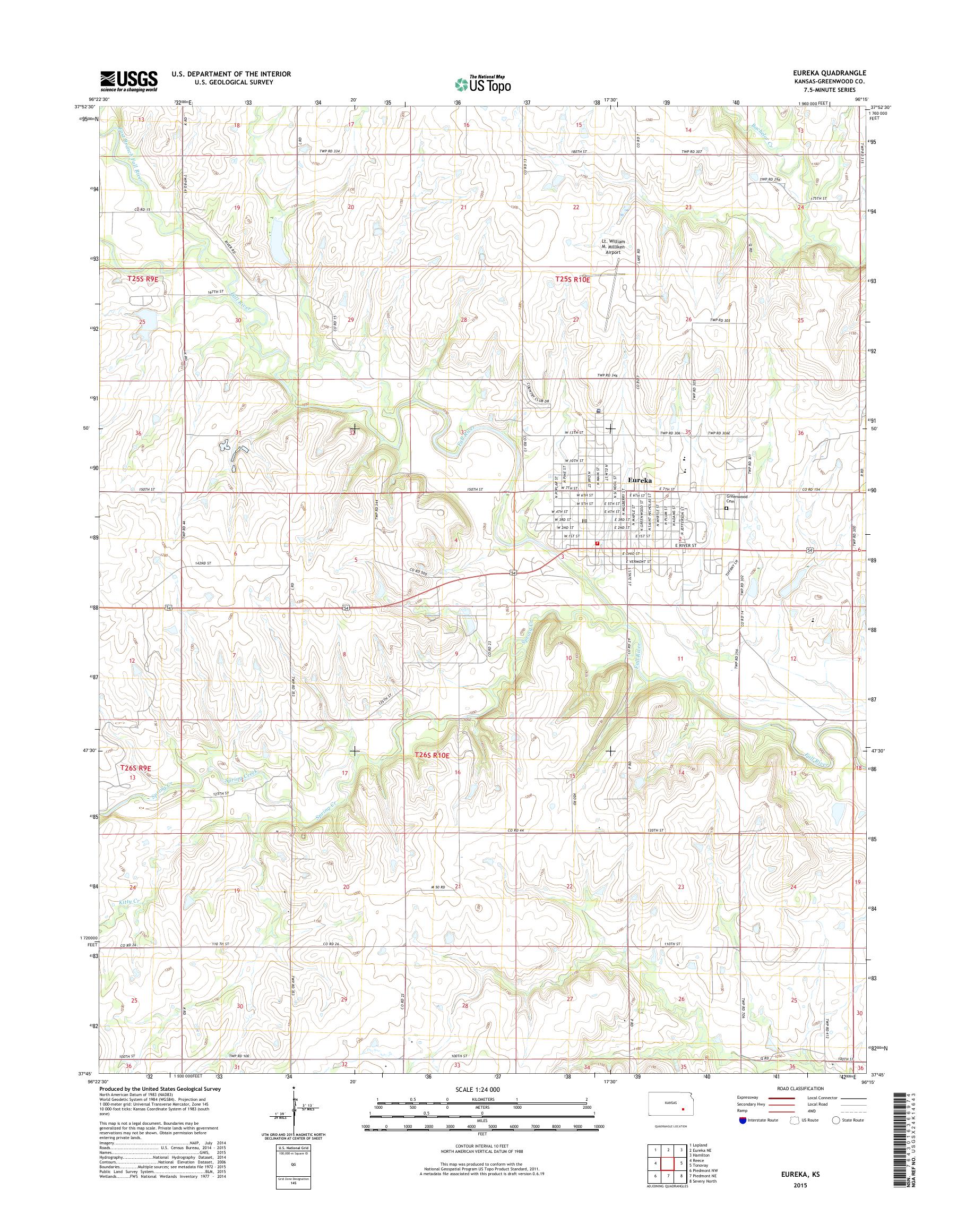 MyTopo Eureka, Kansas USGS Quad Topo Map