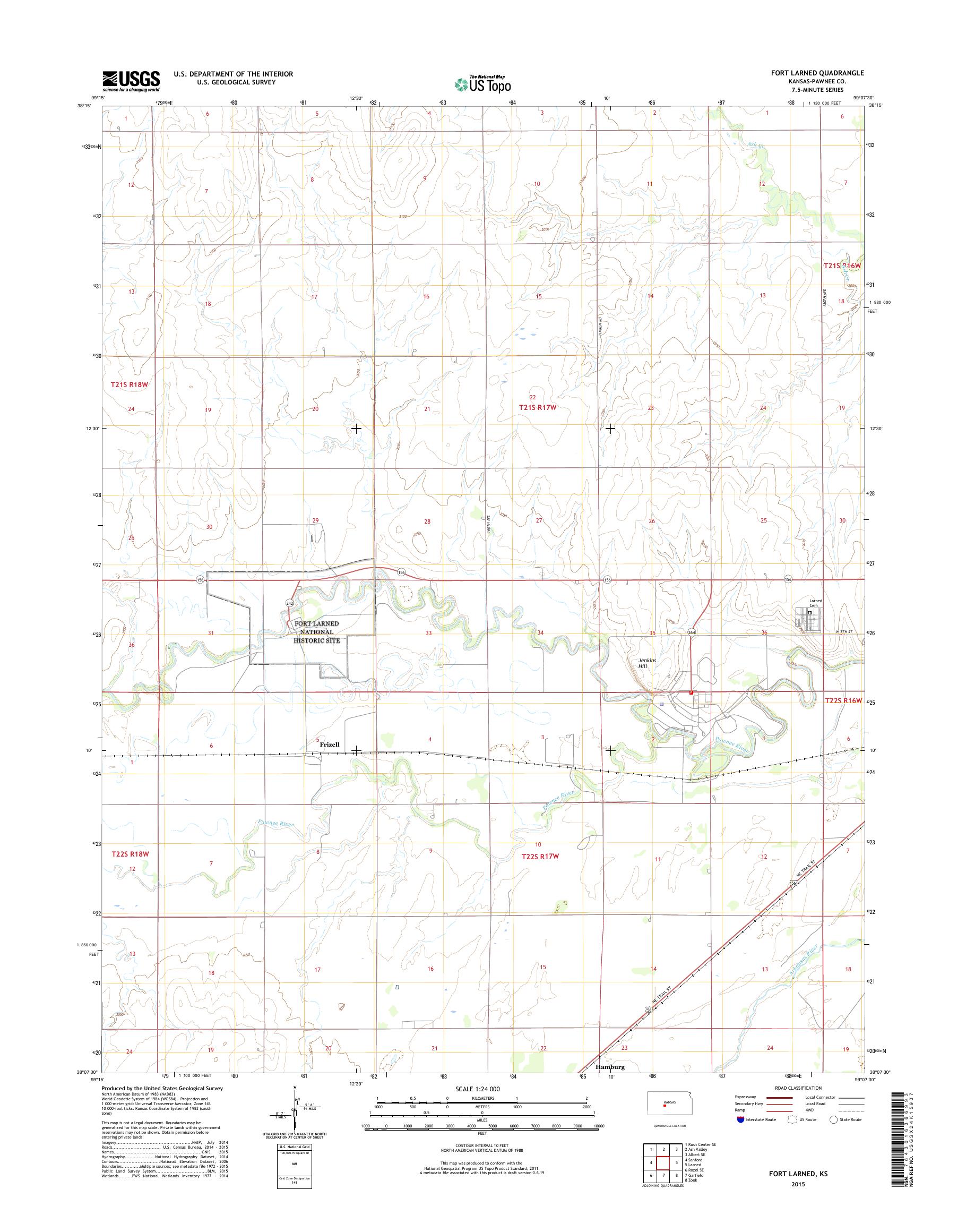 MyTopo Fort Larned, Kansas USGS Quad Topo Map