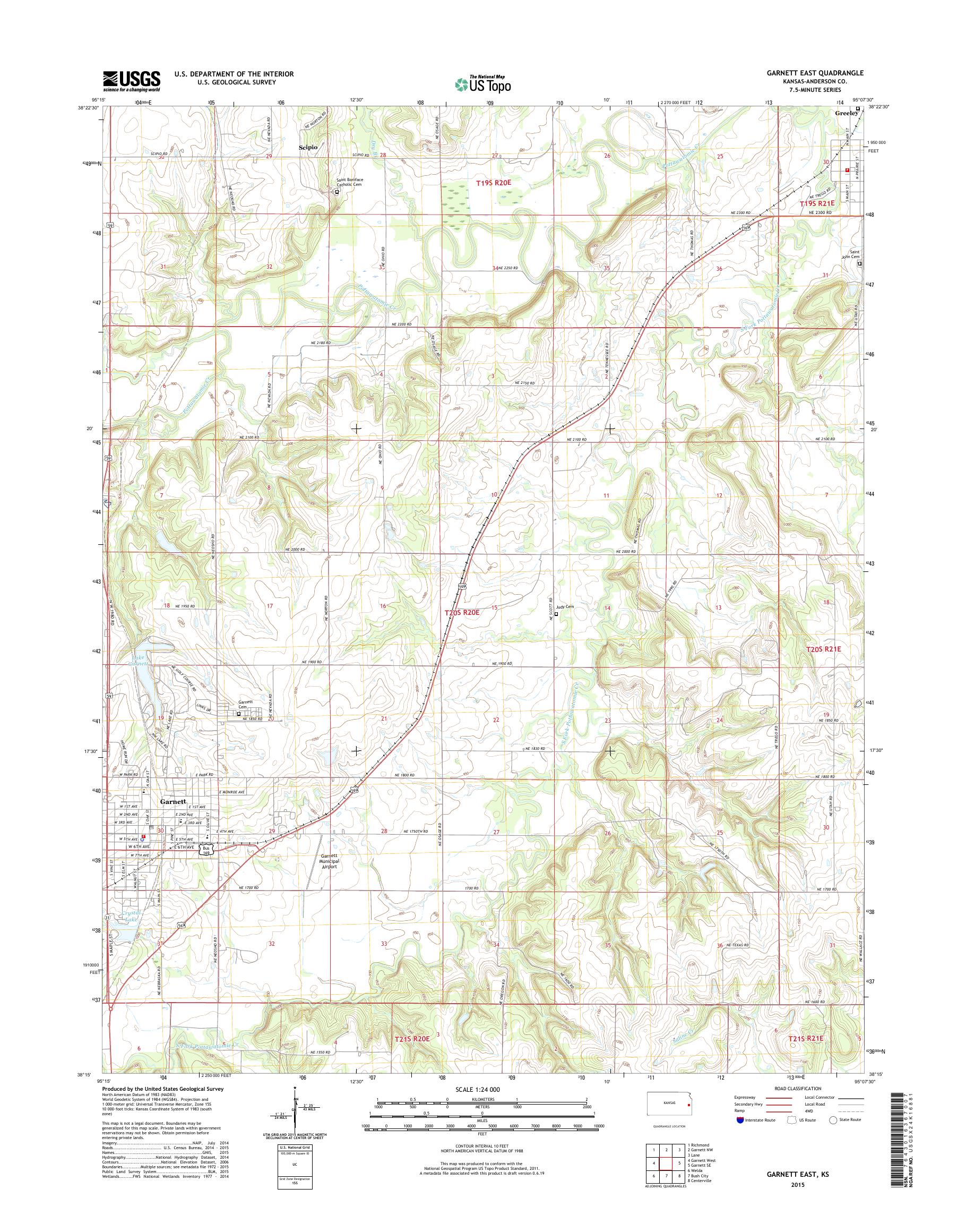 MyTopo East, Kansas USGS Quad Topo Map
