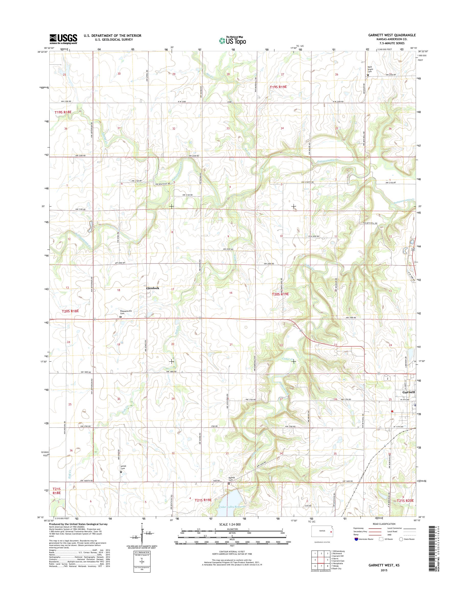 MyTopo West, Kansas USGS Quad Topo Map