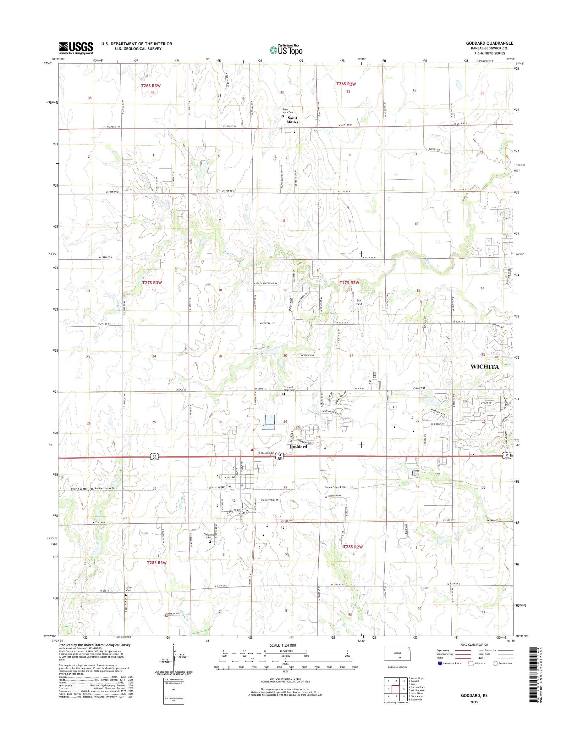 MyTopo Goddard, Kansas USGS Quad Topo Map
