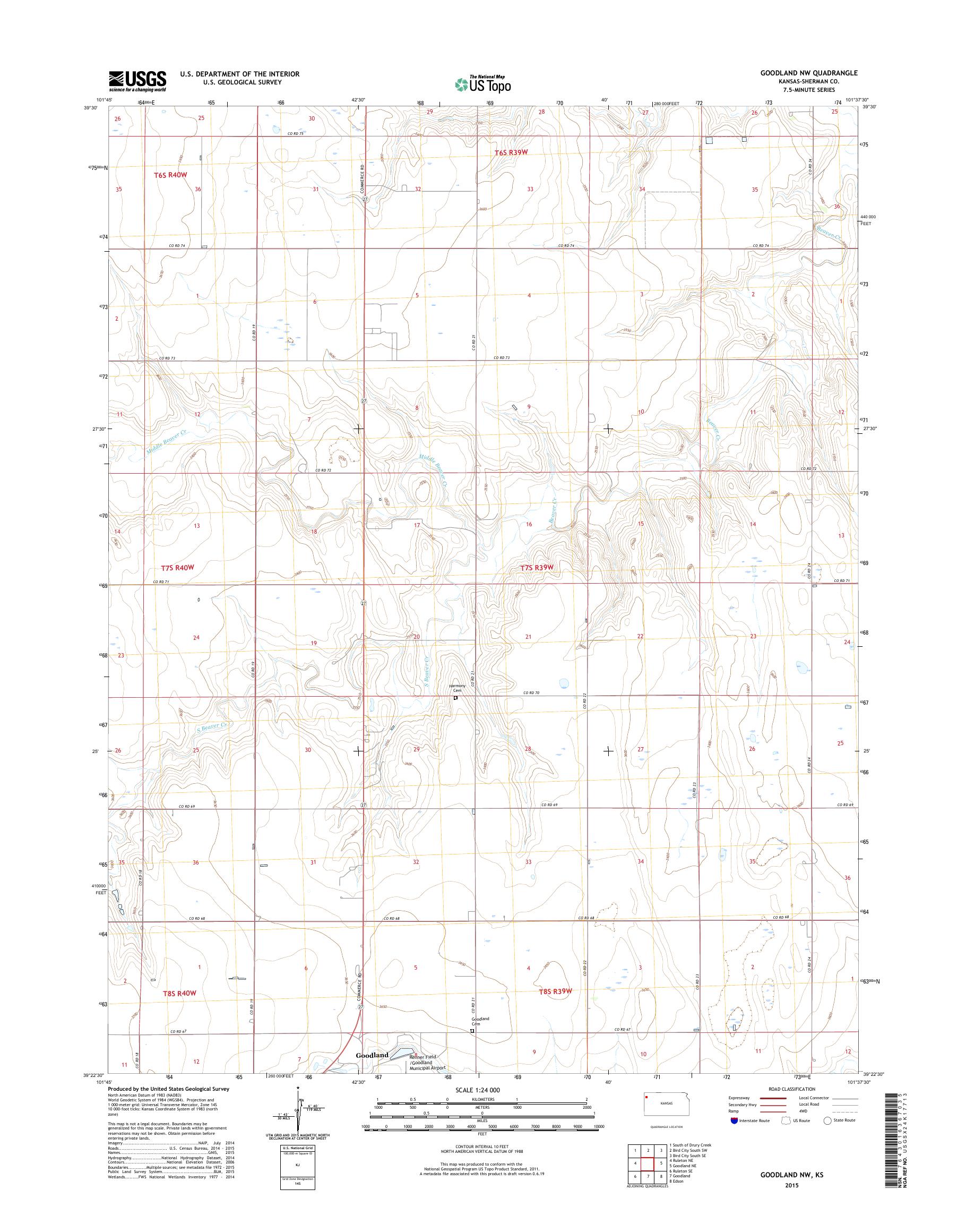 MyTopo Goodland NW, Kansas USGS Quad Topo Map