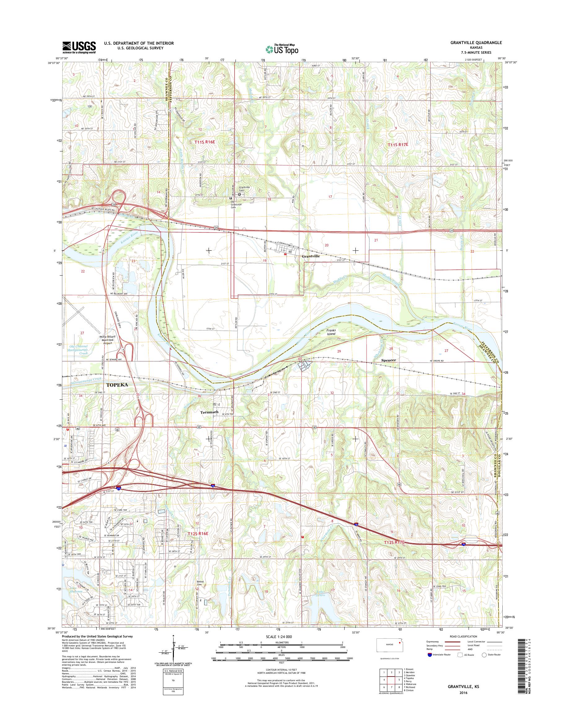 MyTopo Grantville, Kansas USGS Quad Topo Map