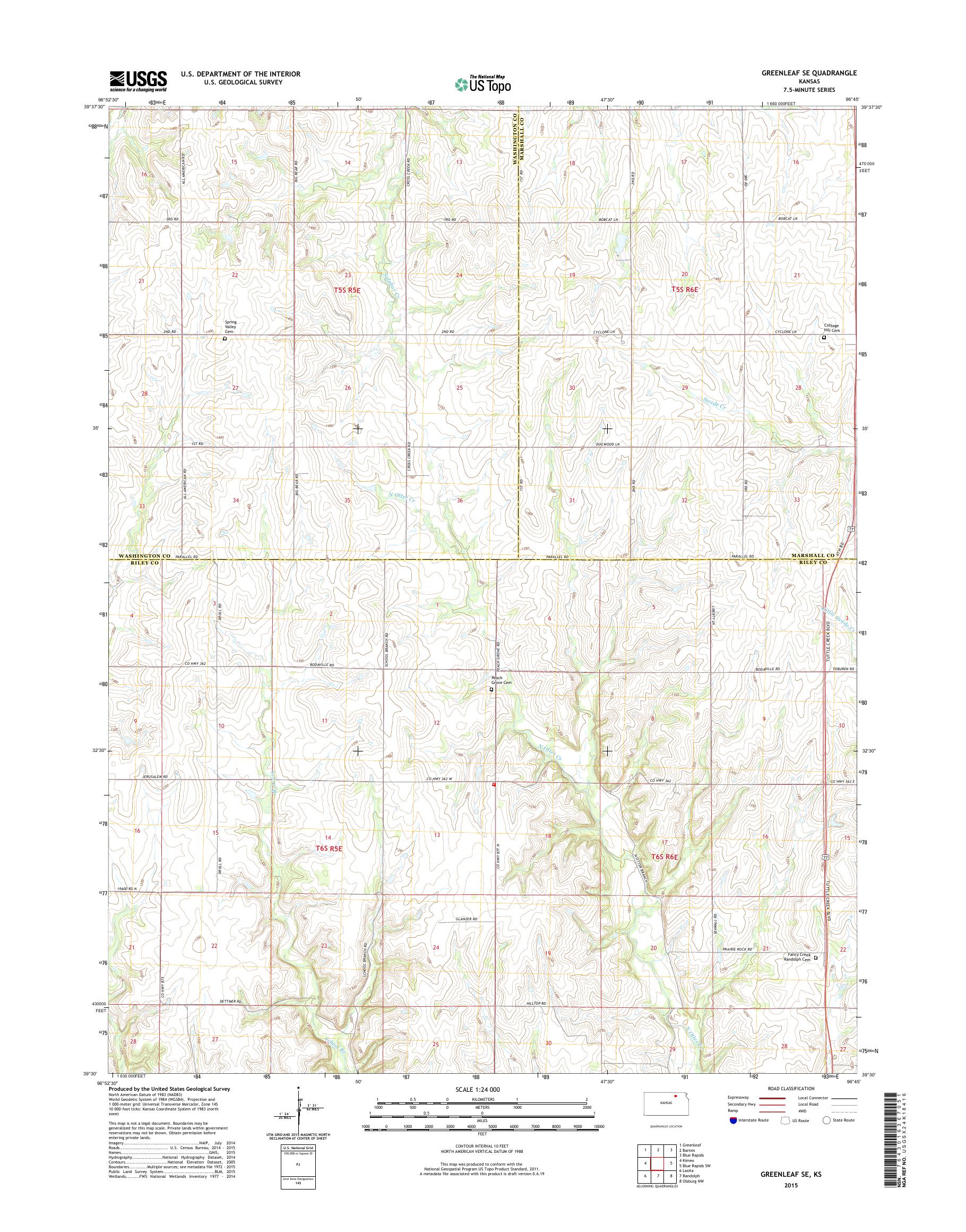 MyTopo Greenleaf SE, Kansas USGS Quad Topo Map