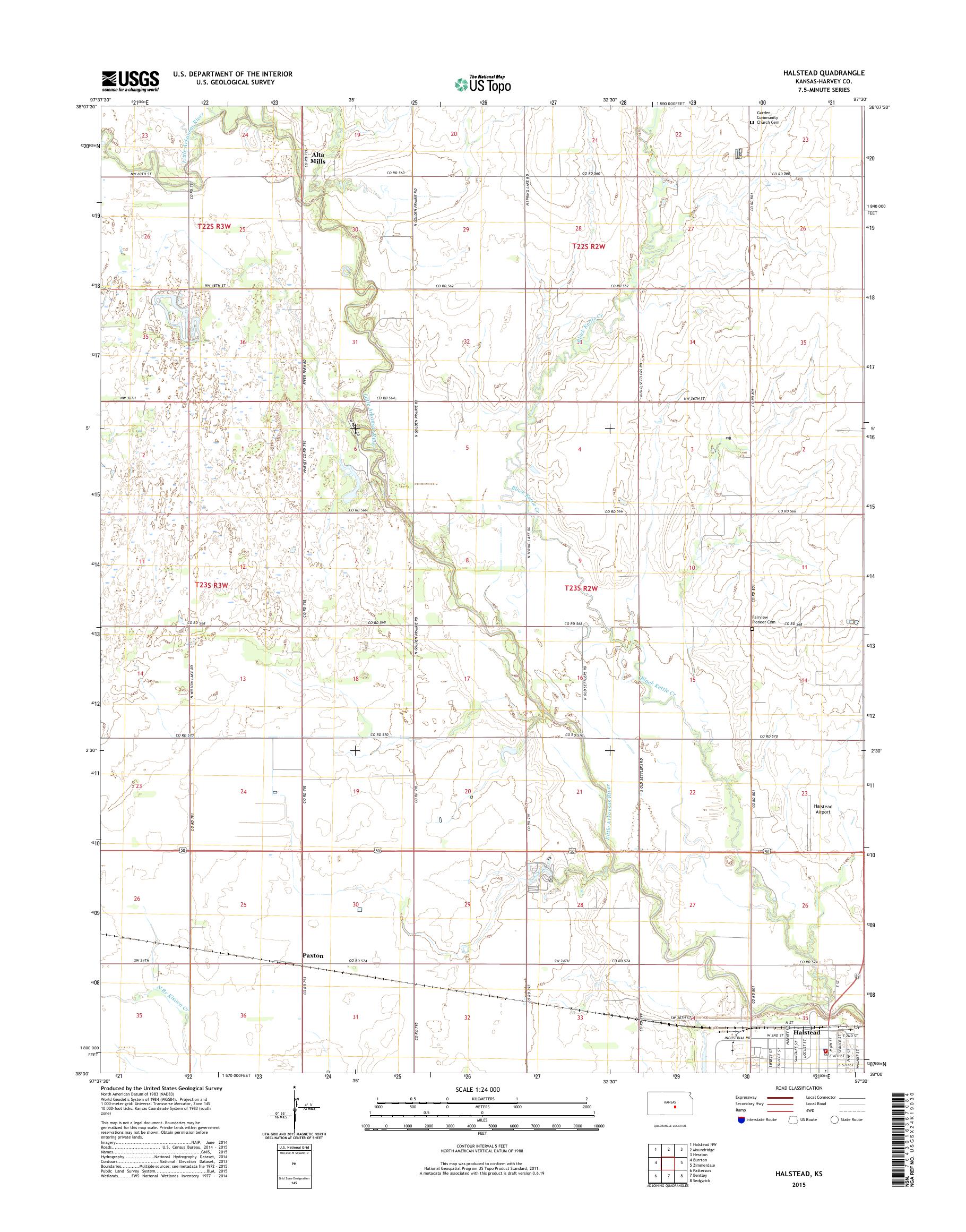 MyTopo Halstead, Kansas USGS Quad Topo Map