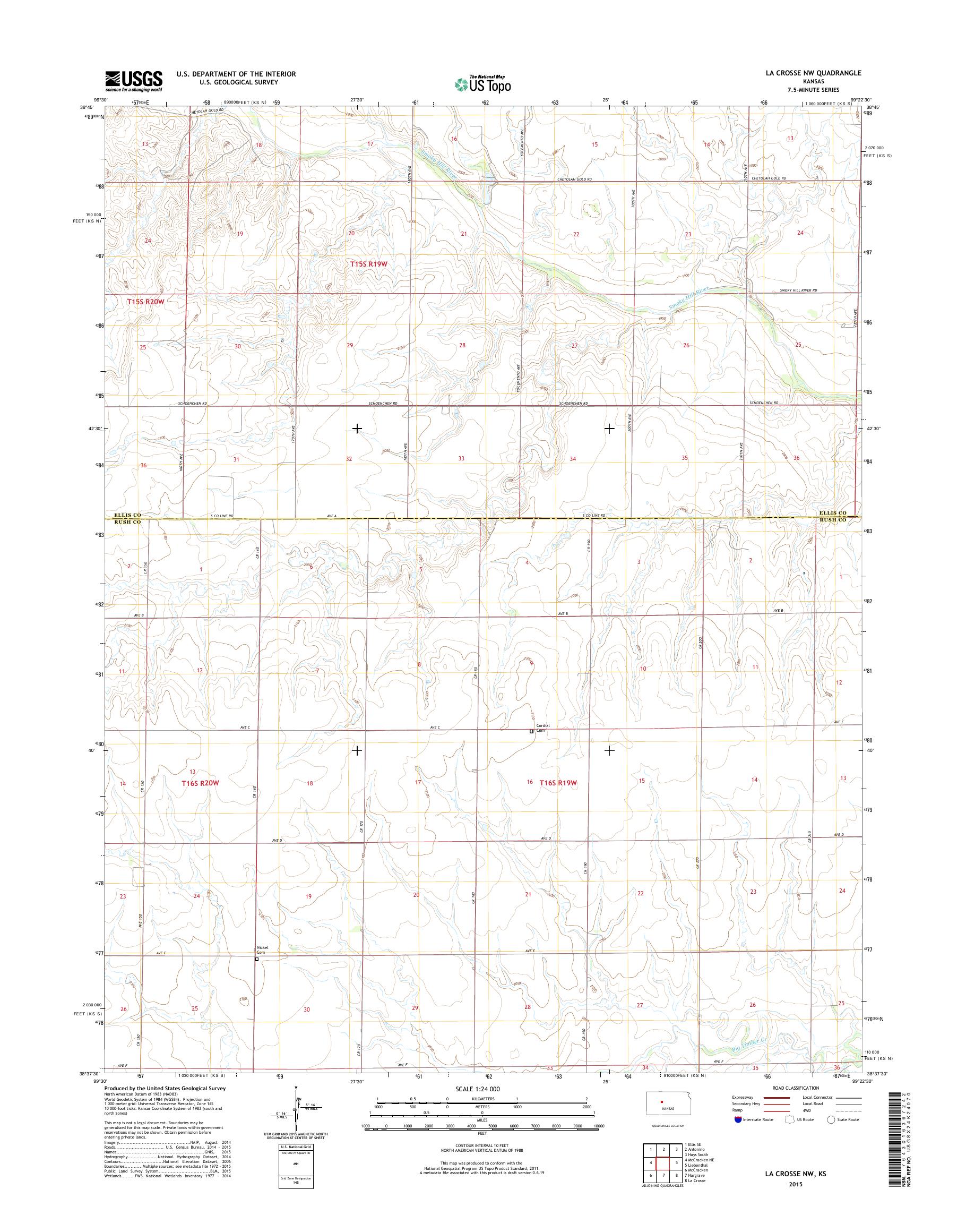 MyTopo La Crosse NW, Kansas USGS Quad Topo Map