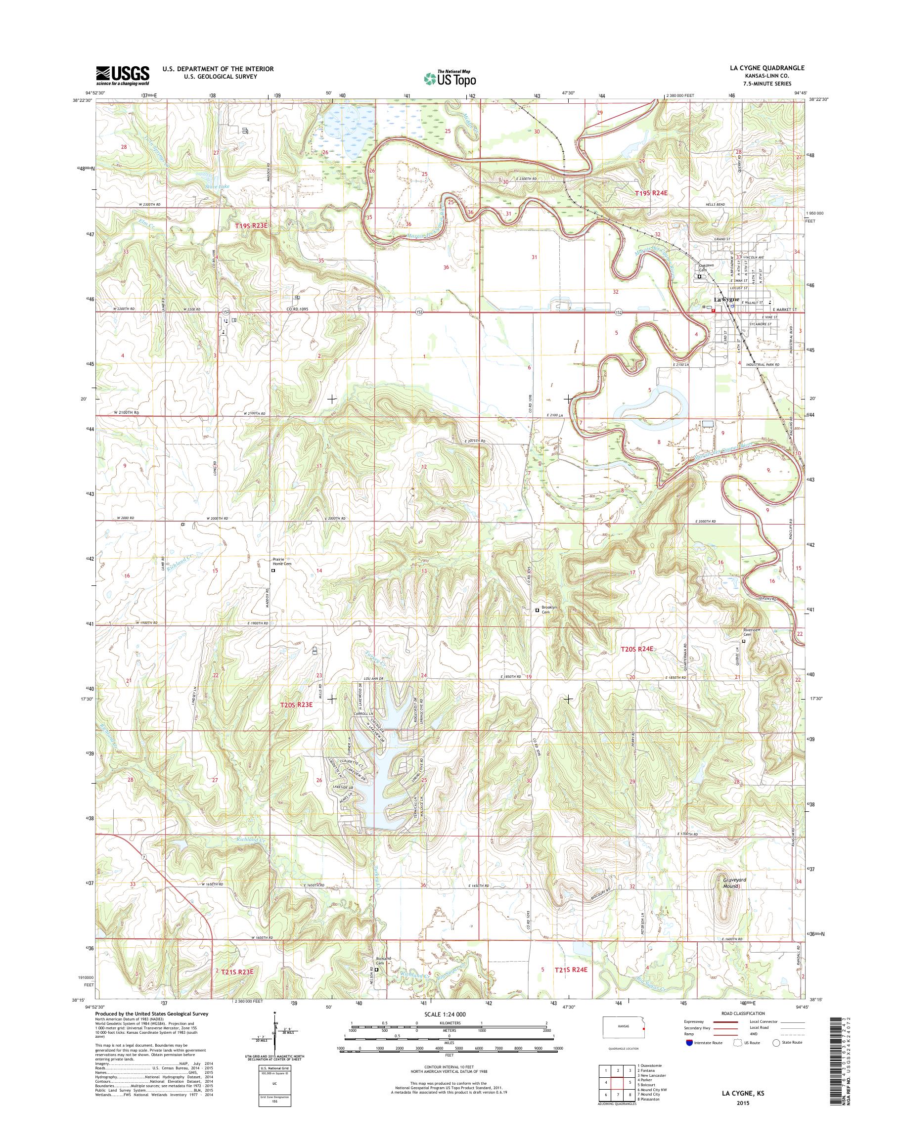 MyTopo La Cygne, Kansas USGS Quad Topo Map