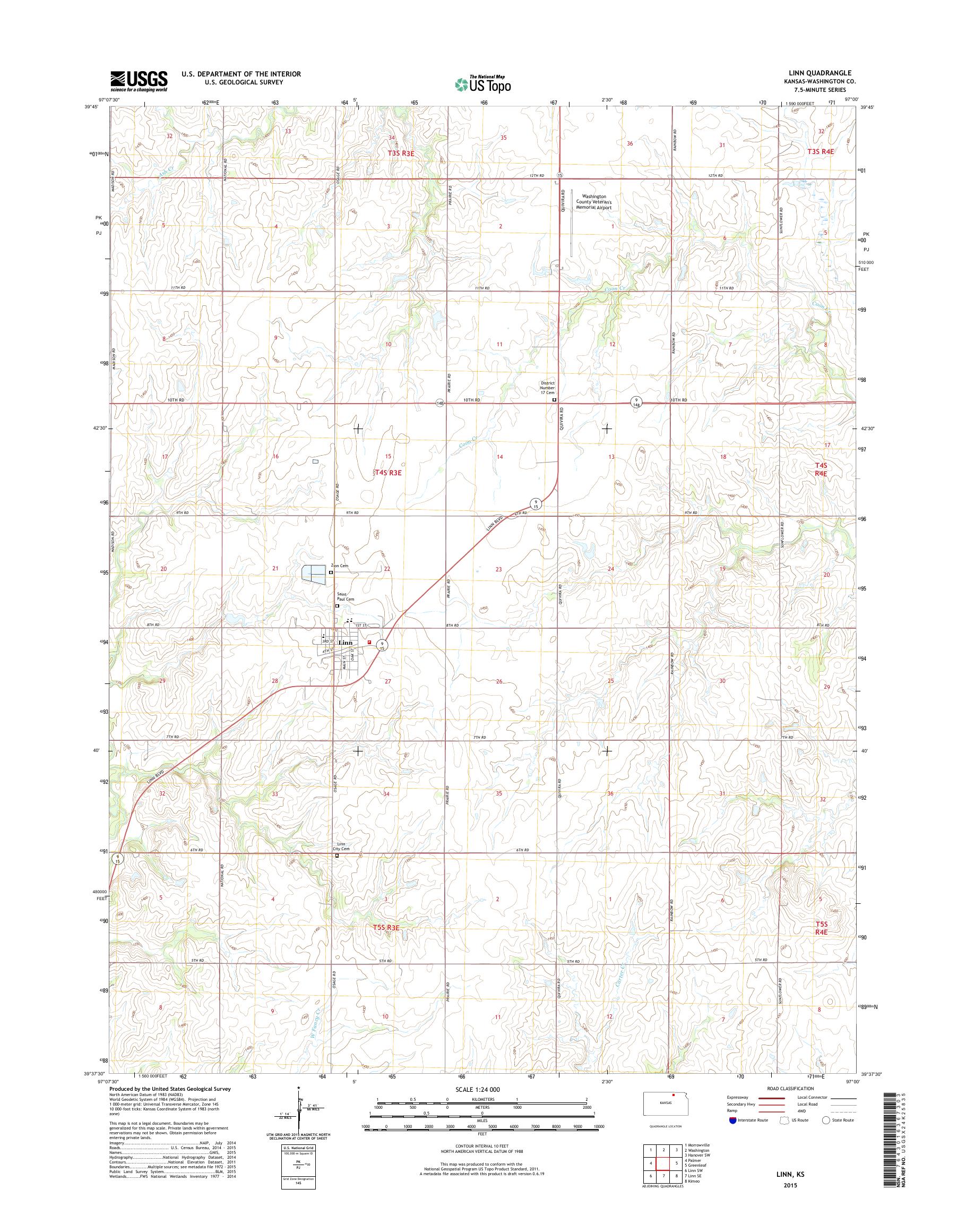MyTopo Linn, Kansas USGS Quad Topo Map