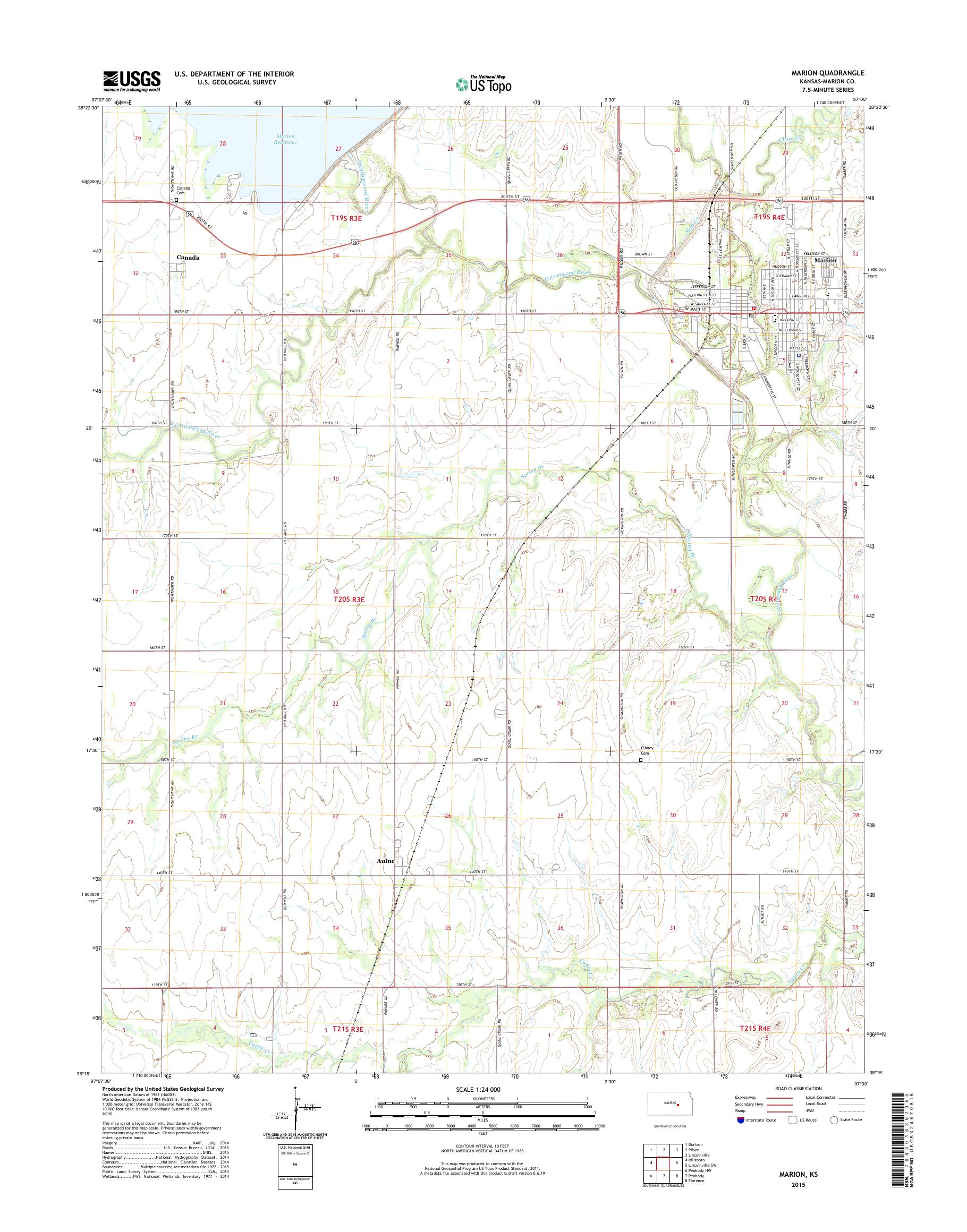 MyTopo Marion, Kansas USGS Quad Topo Map