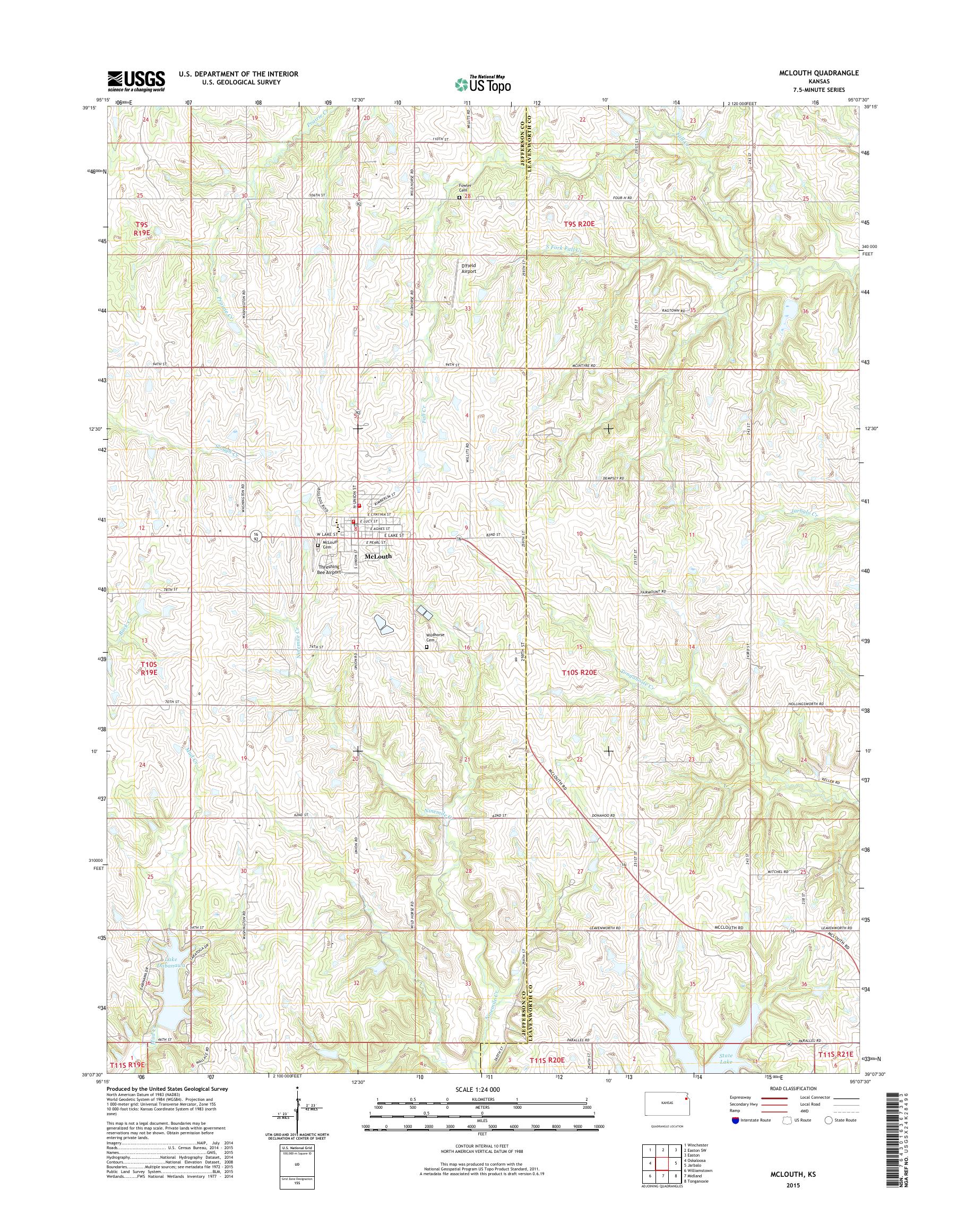 MyTopo McLouth, Kansas USGS Quad Topo Map