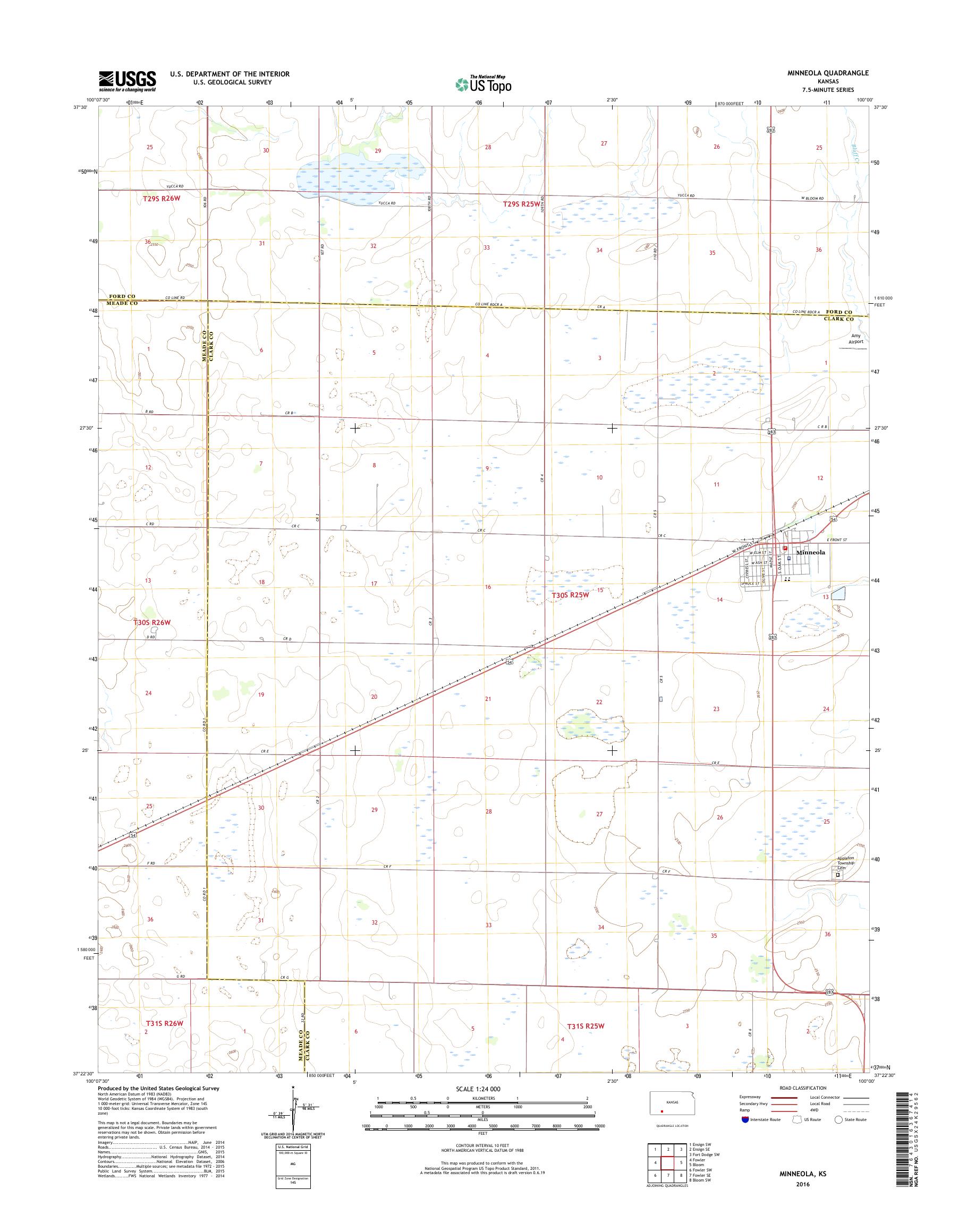 MyTopo Minneola, Kansas USGS Quad Topo Map