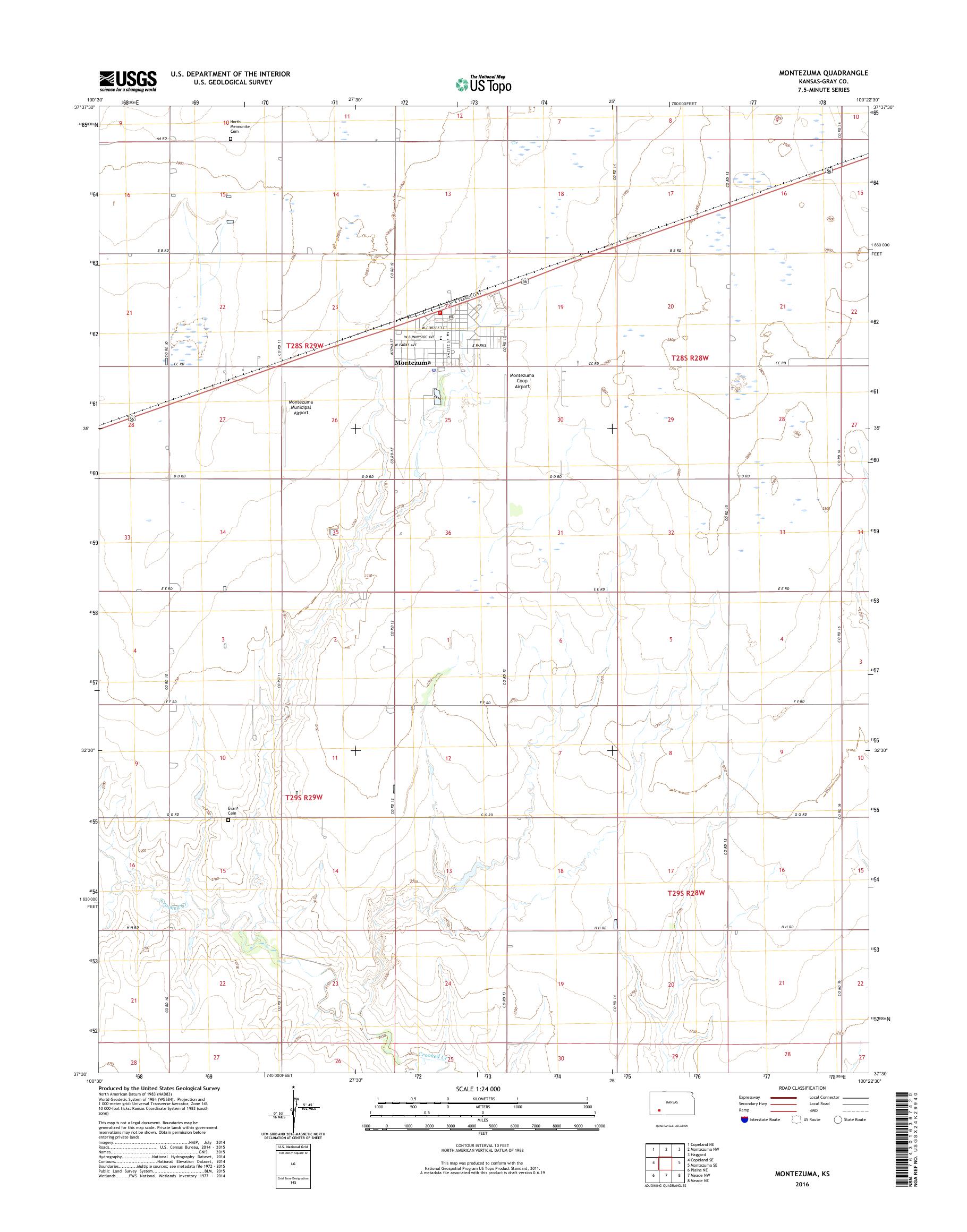 MyTopo Montezuma, Kansas USGS Quad Topo Map