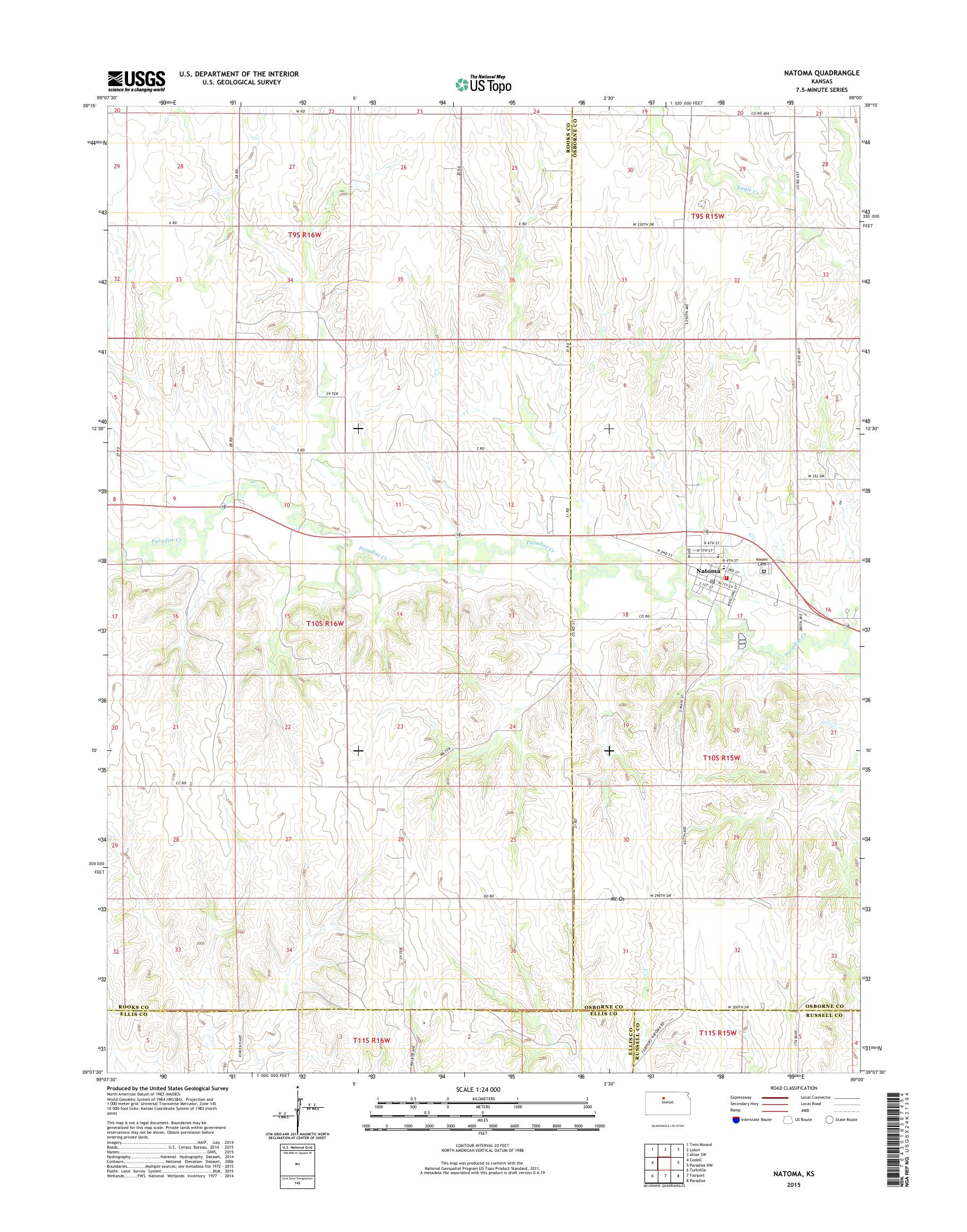 MyTopo Natoma, Kansas USGS Quad Topo Map