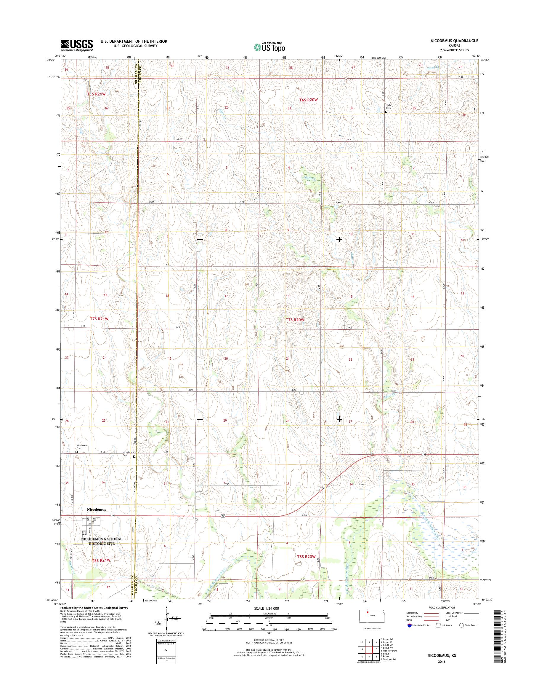 MyTopo Nicodemus, Kansas USGS Quad Topo Map