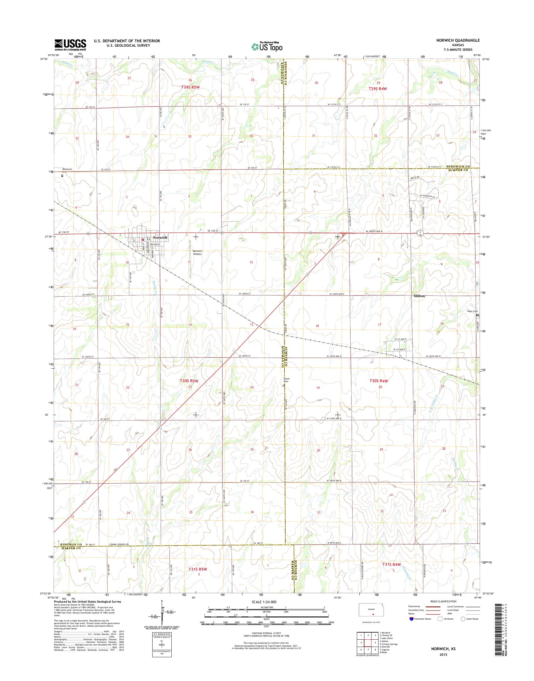 MyTopo Norwich, Kansas USGS Quad Topo Map