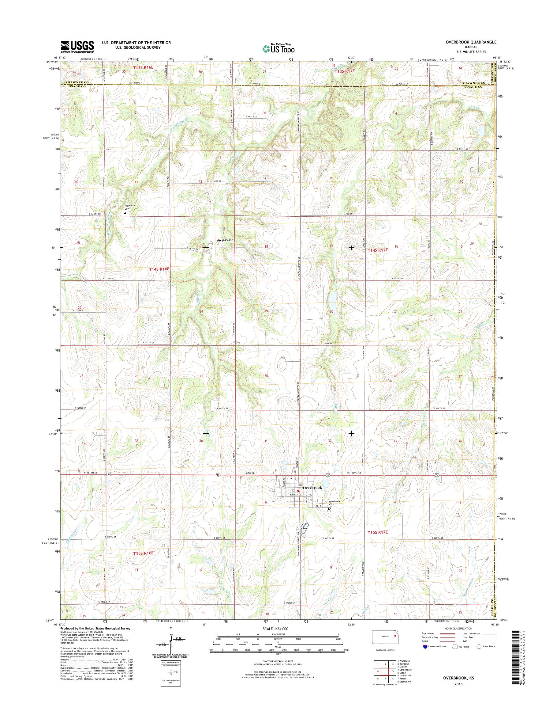 MyTopo Overbrook, Kansas USGS Quad Topo Map