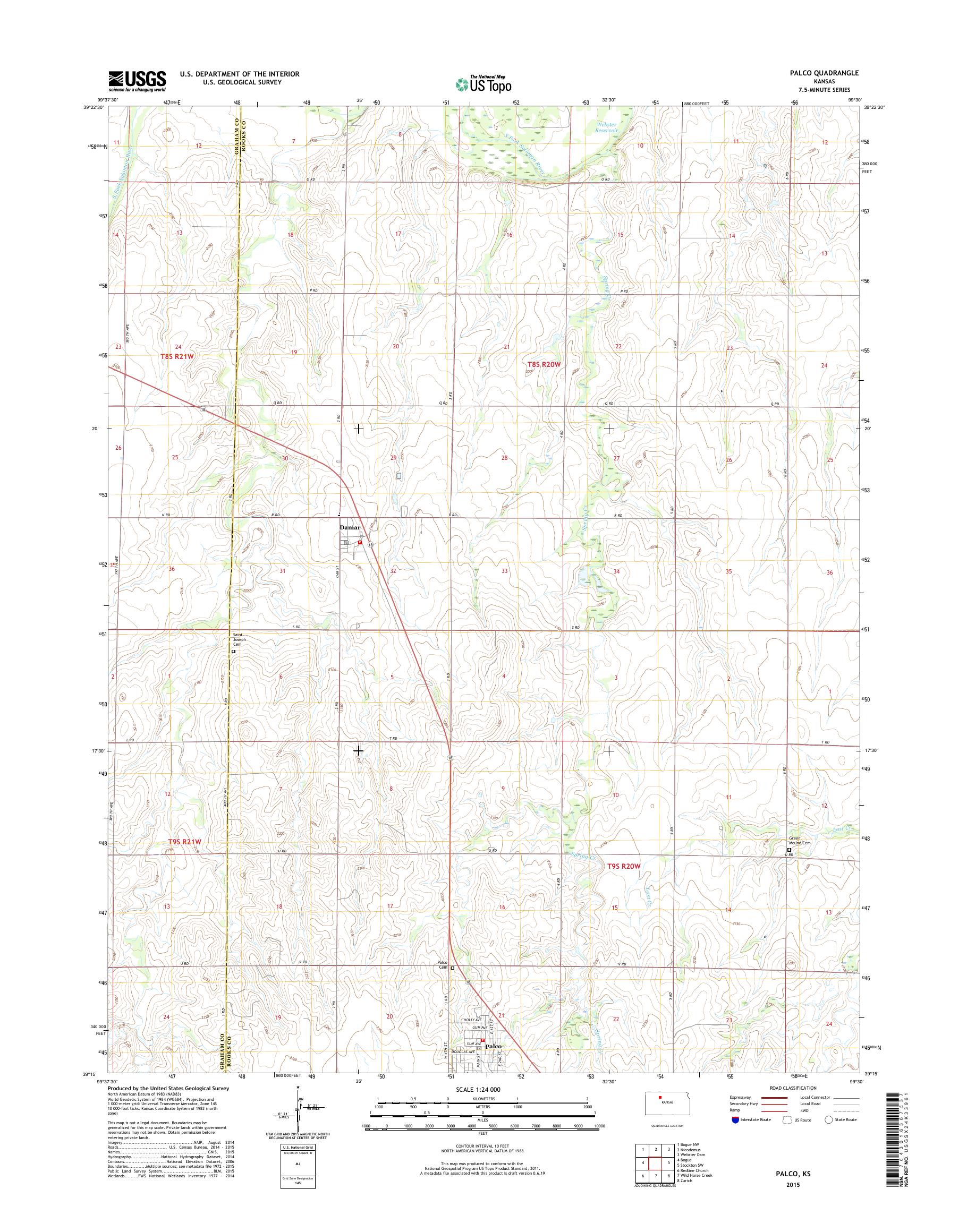 MyTopo Palco, Kansas USGS Quad Topo Map